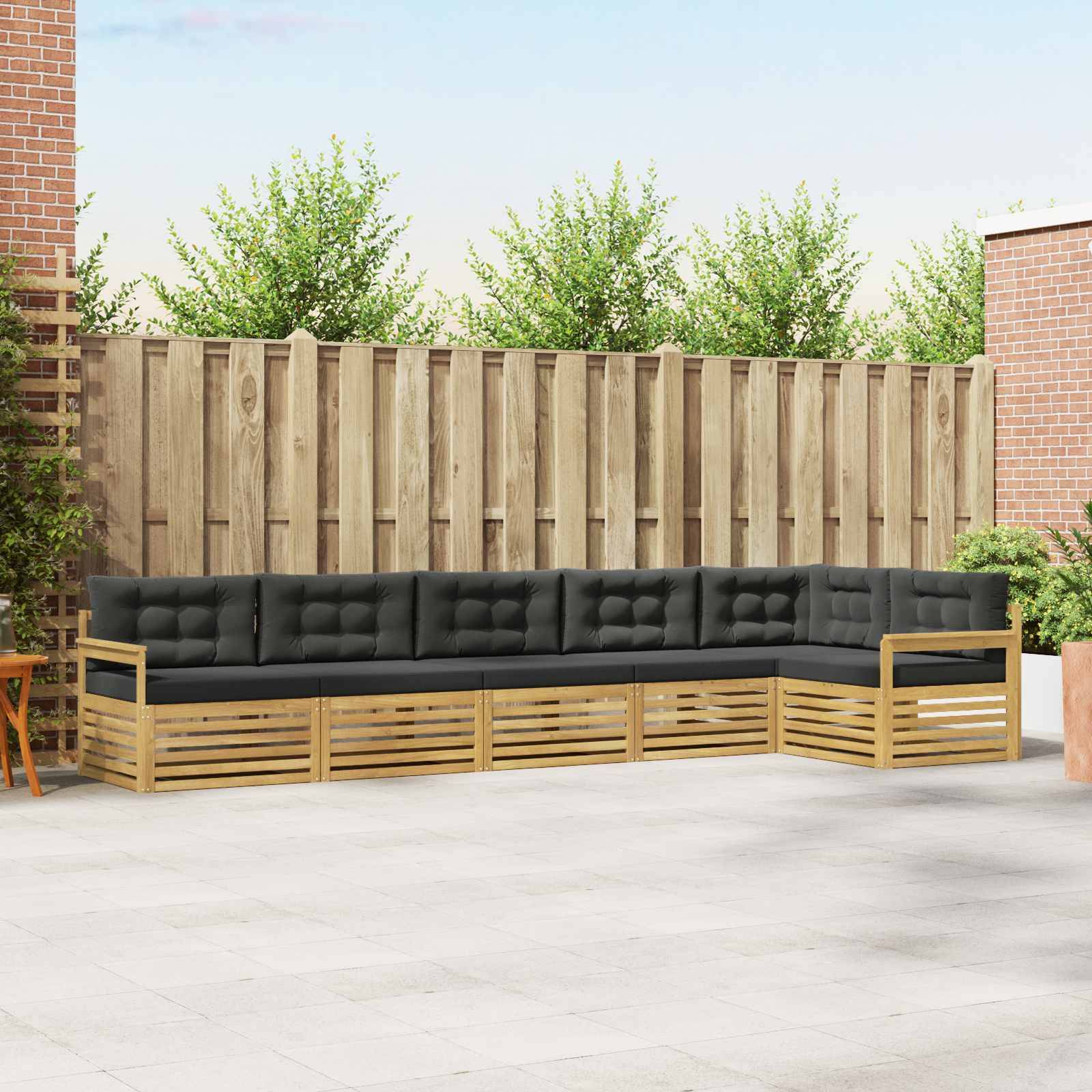 vidaXL Outdoor-Sofagarnitur 6 pcs Weiß und Anthrazit Polyester