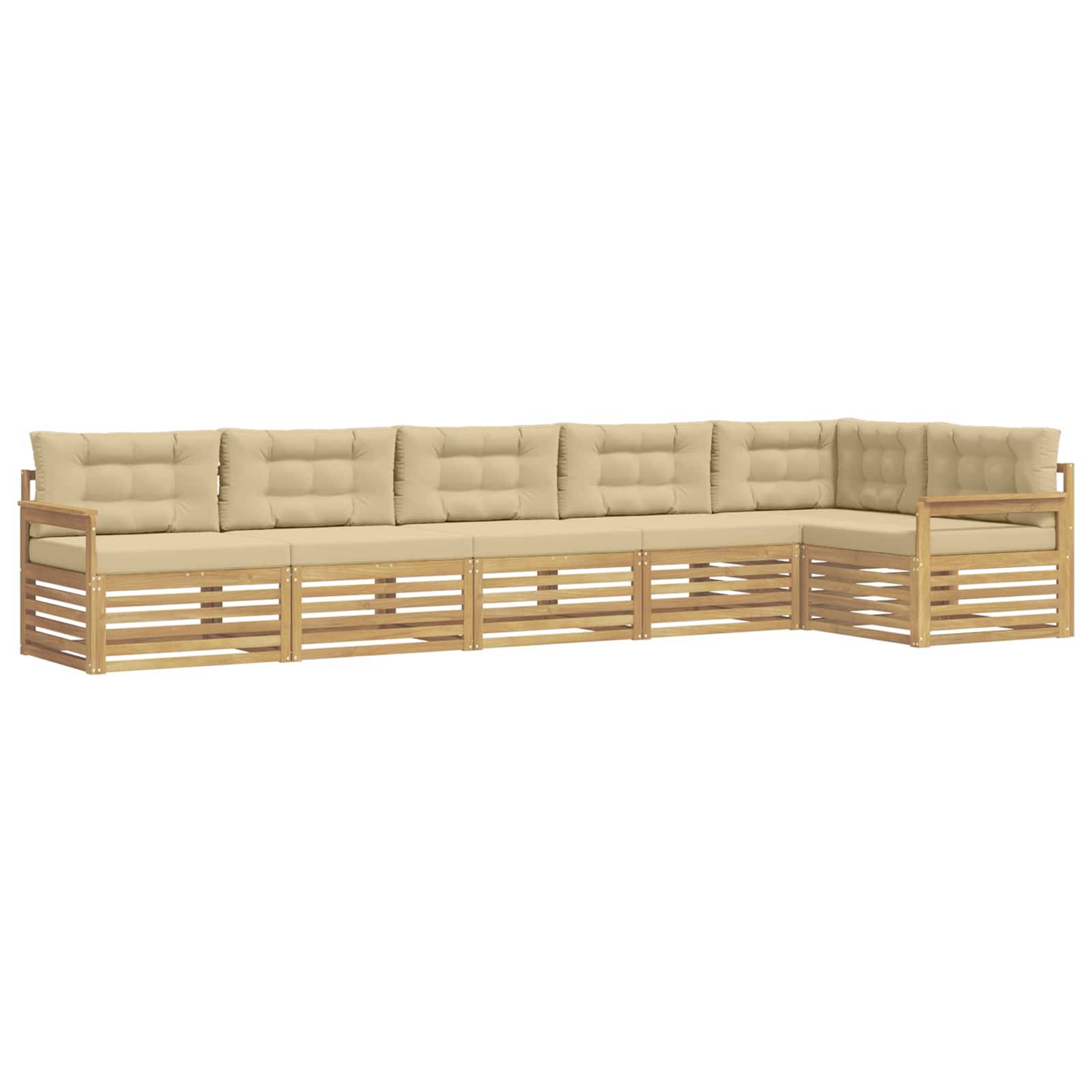 vidaXL Outdoor-Sofagarnitur mit Kissen 6 pcs Weiß und Beige Polyester