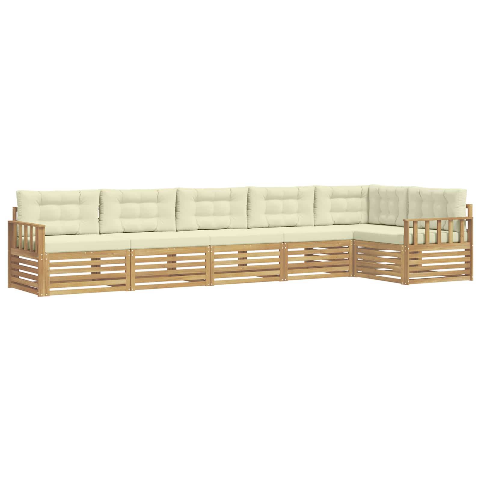 vidaXL Outdoor-Sofagarnitur mit Kissen 6 pcs Weiß und Creme Polyester