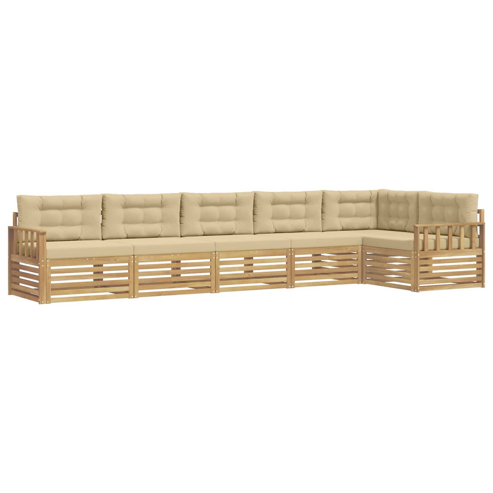 vidaXL Outdoor-Sofagarnitur mit Kissen 6 pcs Weiß und Beige Polyester