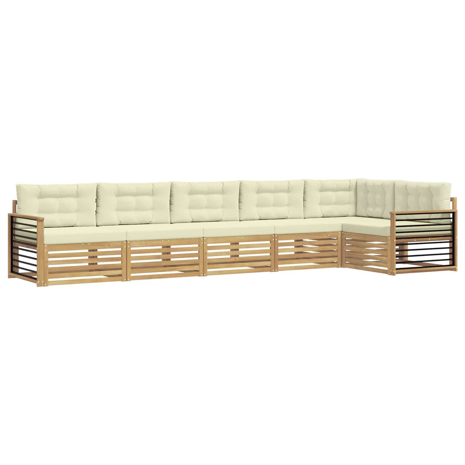 vidaXL Outdoor-Sofagarnitur mit Kissen 6 pcs Weiß und Creme Polyester