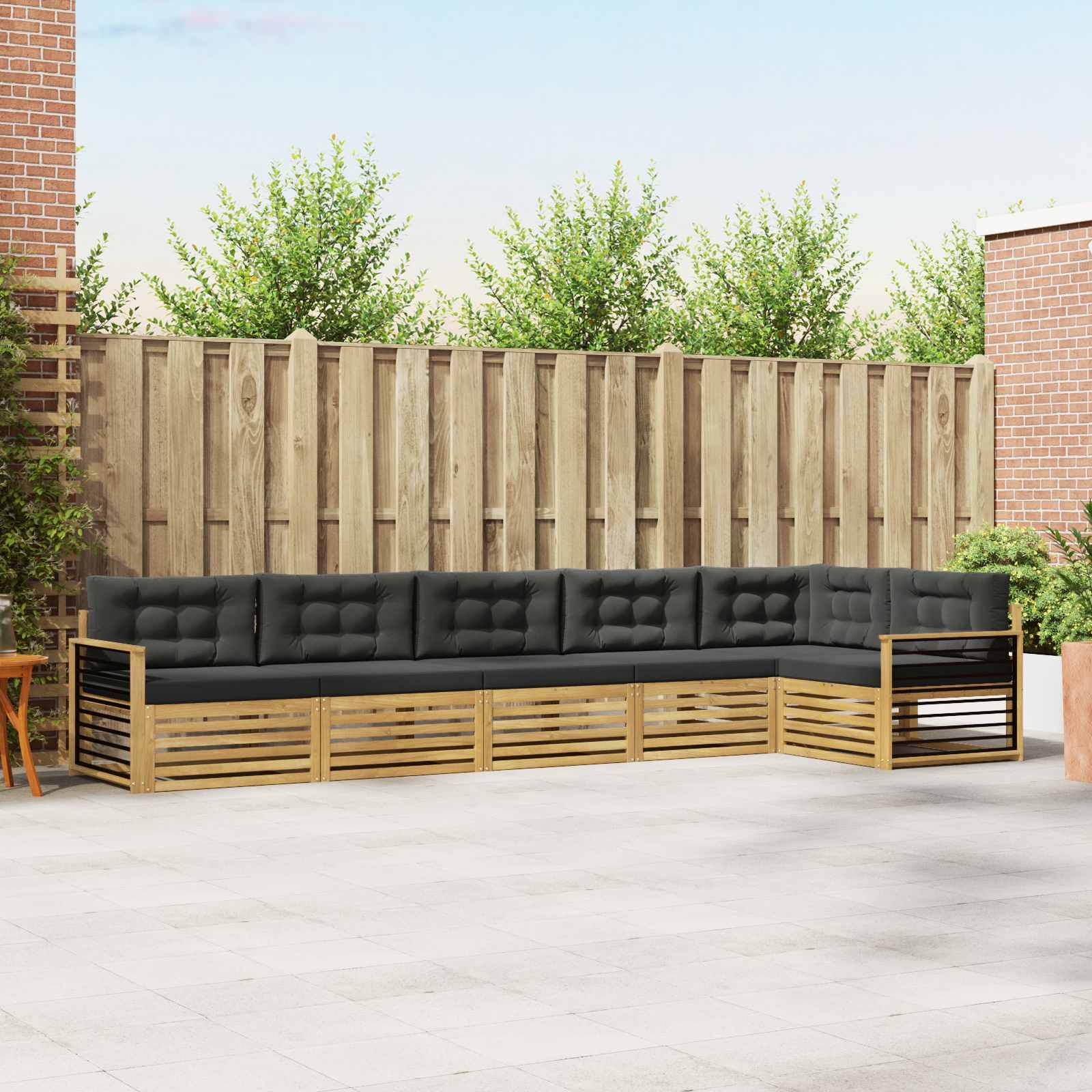 vidaXL Outdoor-Sofagarnitur 6 pcs Weiß und Anthrazit Polyester