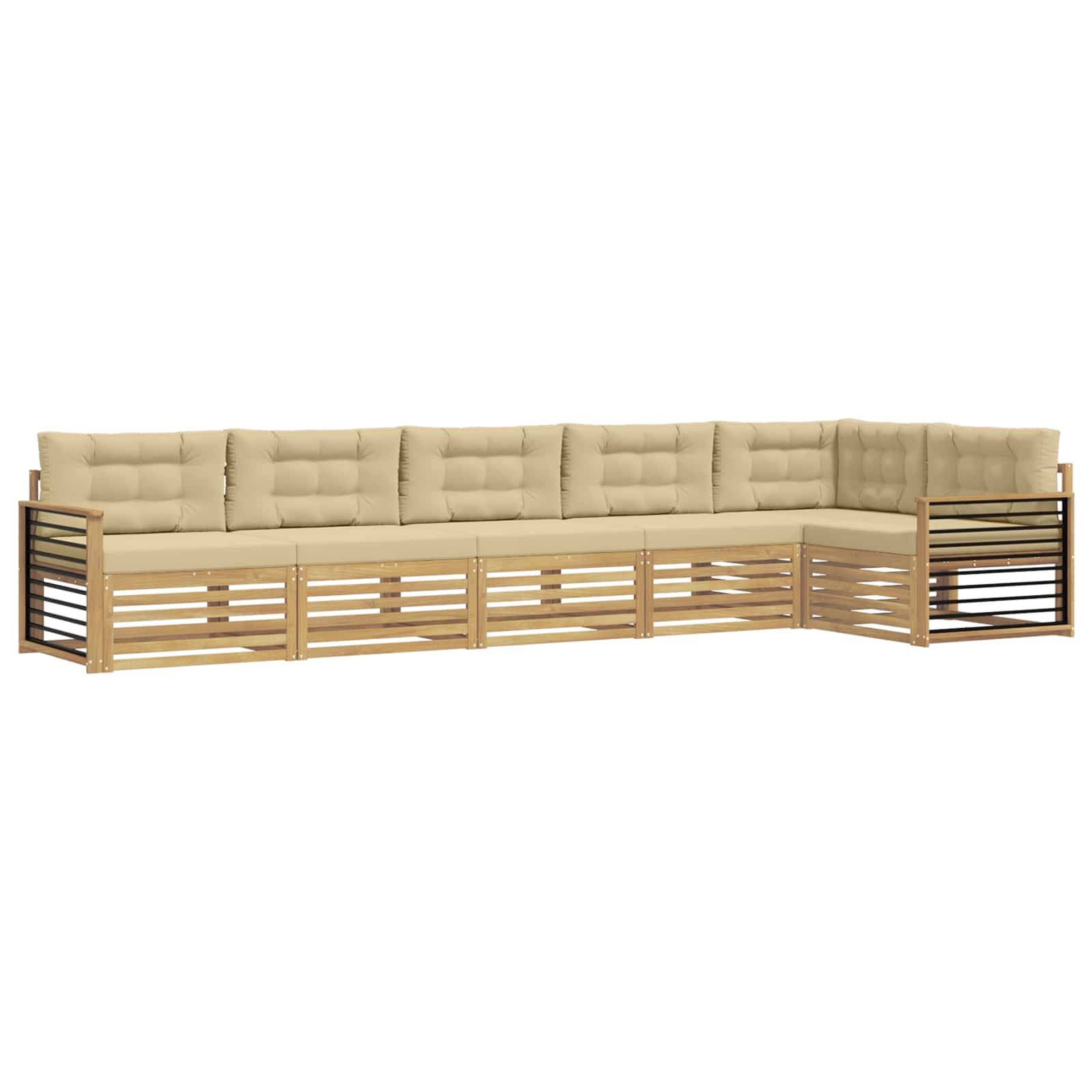 vidaXL Outdoor-Sofagarnitur mit Kissen 6 pcs Weiß und Beige Polyester