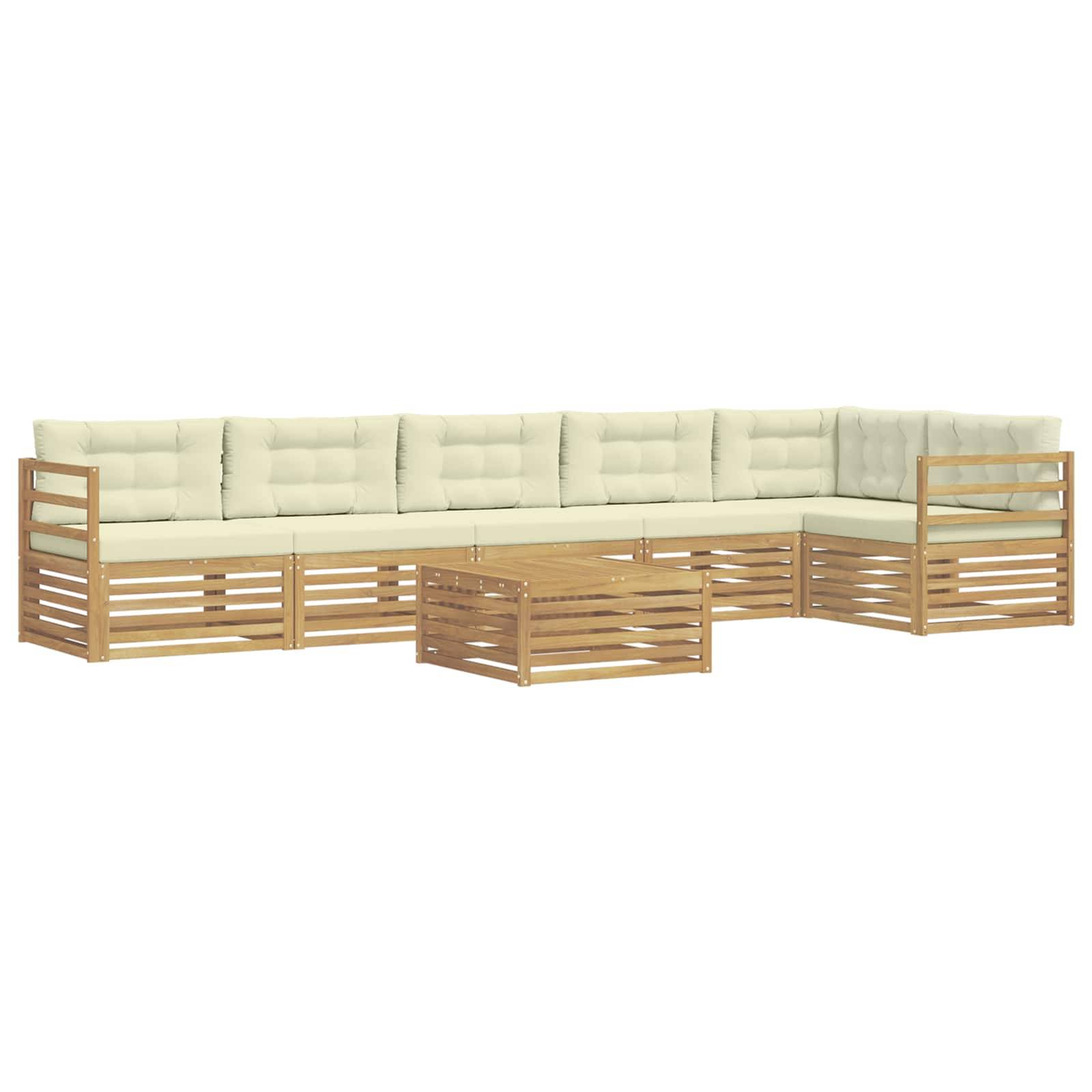 vidaXL Outdoor-Sofagarnitur mit Kissen 7 pcs Weiß und Creme Polyester