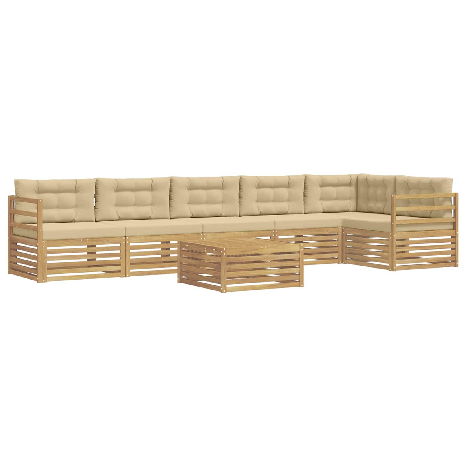 vidaXL Outdoor-Sofagarnitur mit Kissen 7 pcs Weiß und Beige Polyester