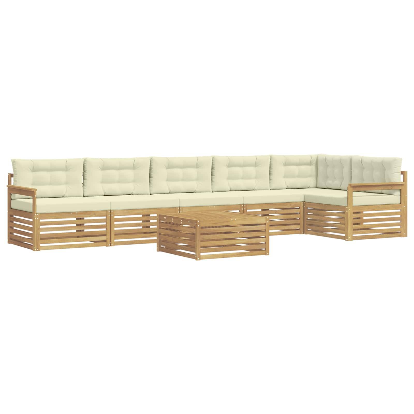 vidaXL Outdoor-Sofagarnitur mit Kissen 7 pcs Weiß und Creme