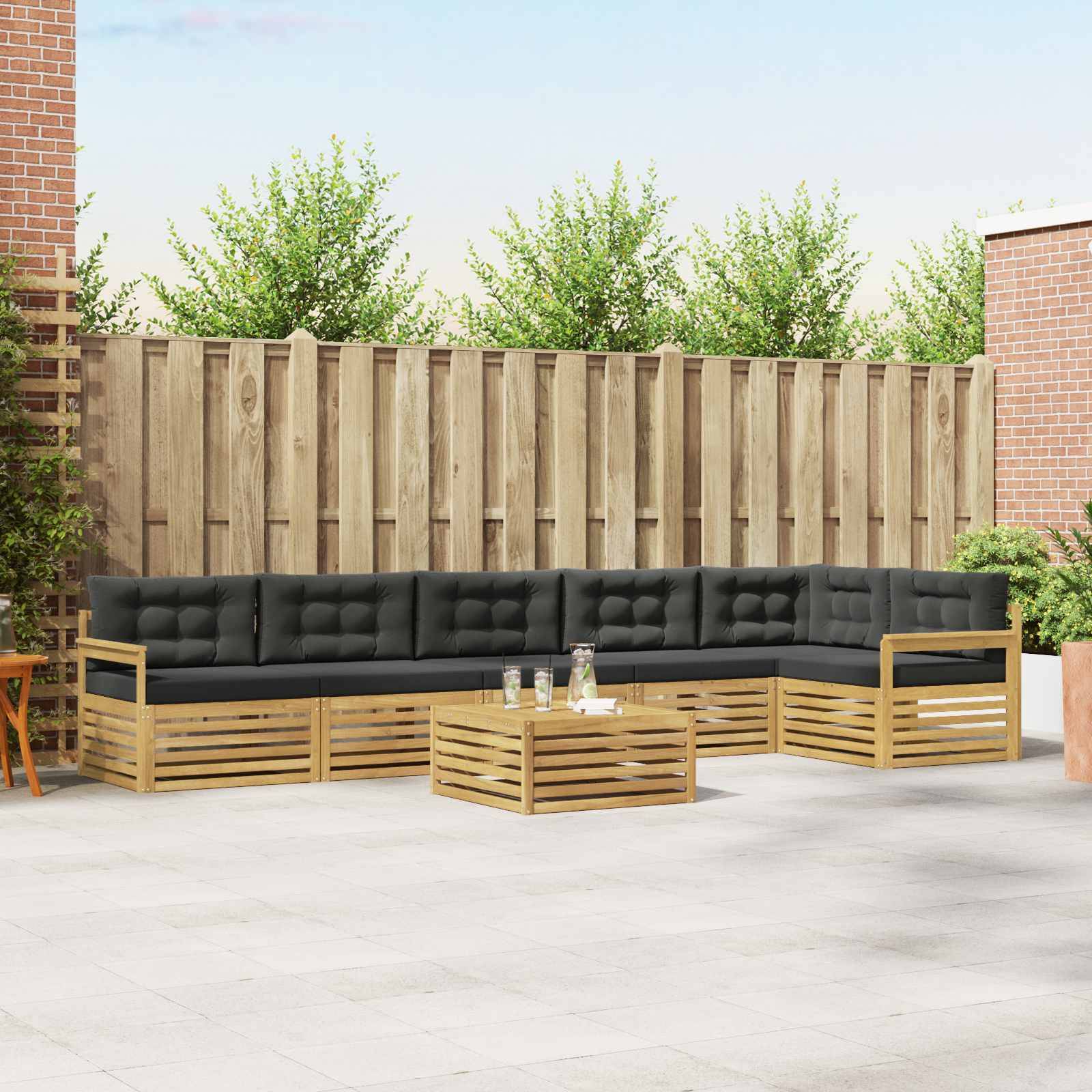 vidaXL Outdoor-Sofagarnitur mit Kissen 7 pcs Weiß und Anthrazit