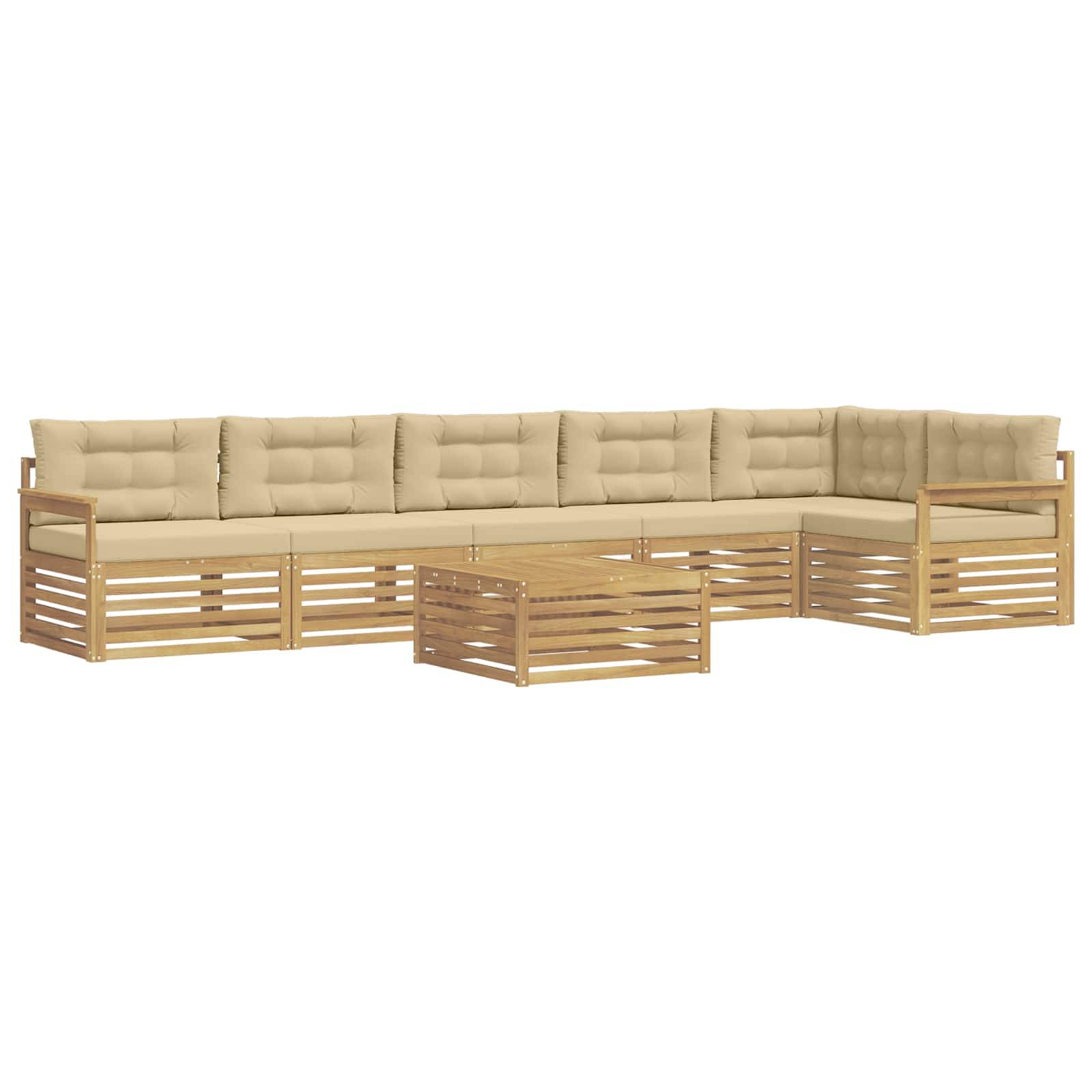 vidaXL Outdoor-Sofagarnitur mit Kissen 7 pcs Weiß und Beige