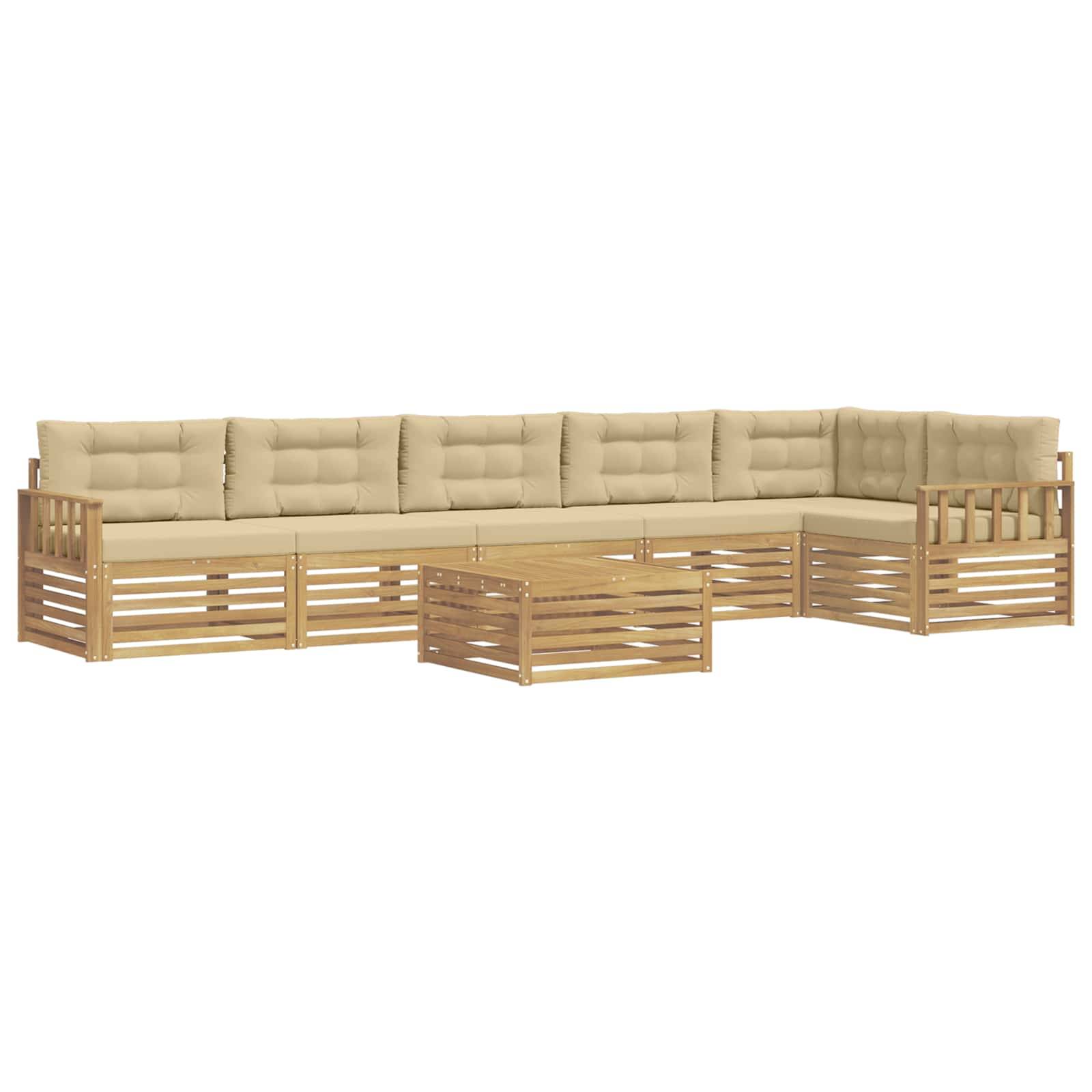 vidaXL Outdoor-Sofagarnitur mit Kissen 7 pcs Weiß und Beige