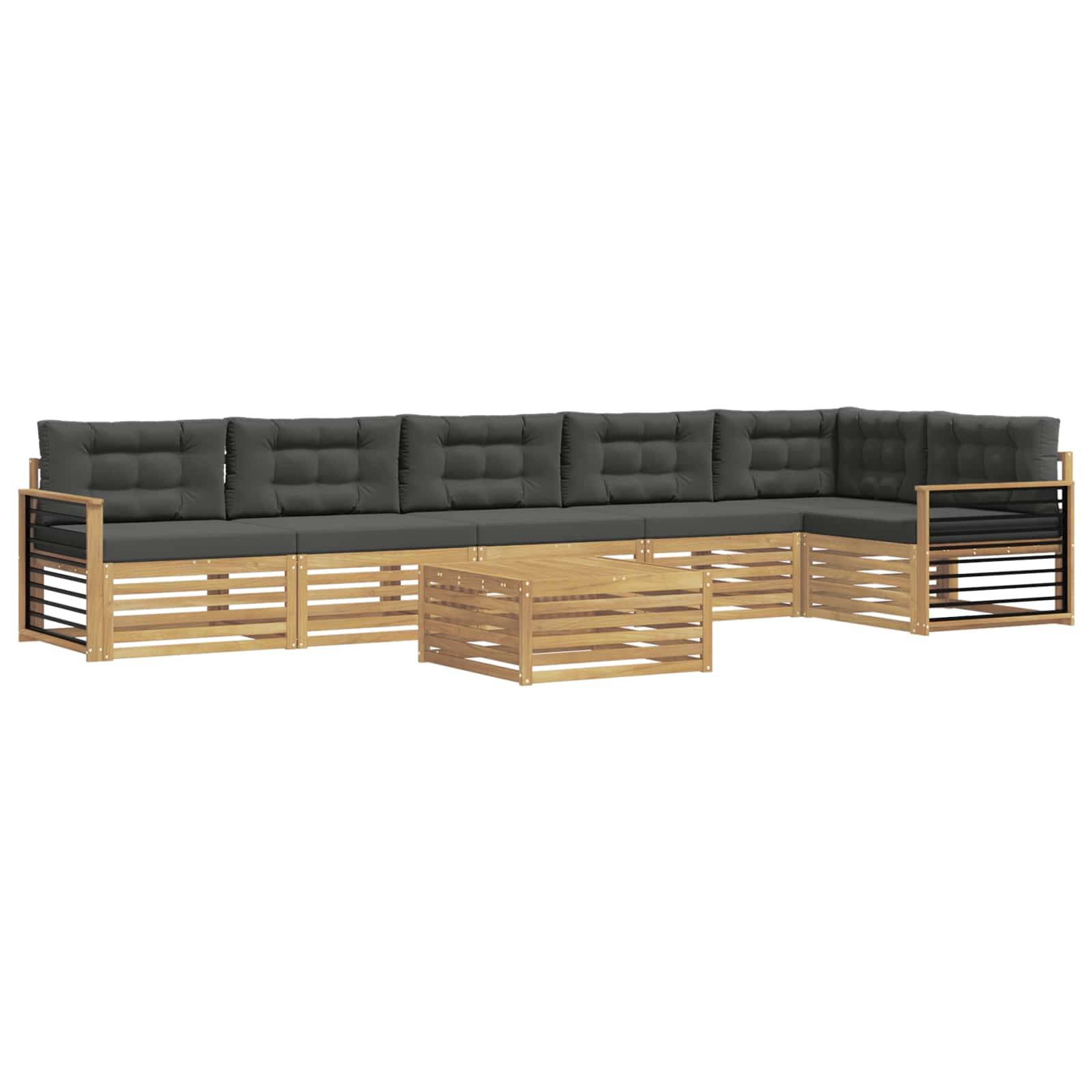 vidaXL Outdoor-Sofagarnitur mit Kissen 7 pcs Weiß und Anthrazit