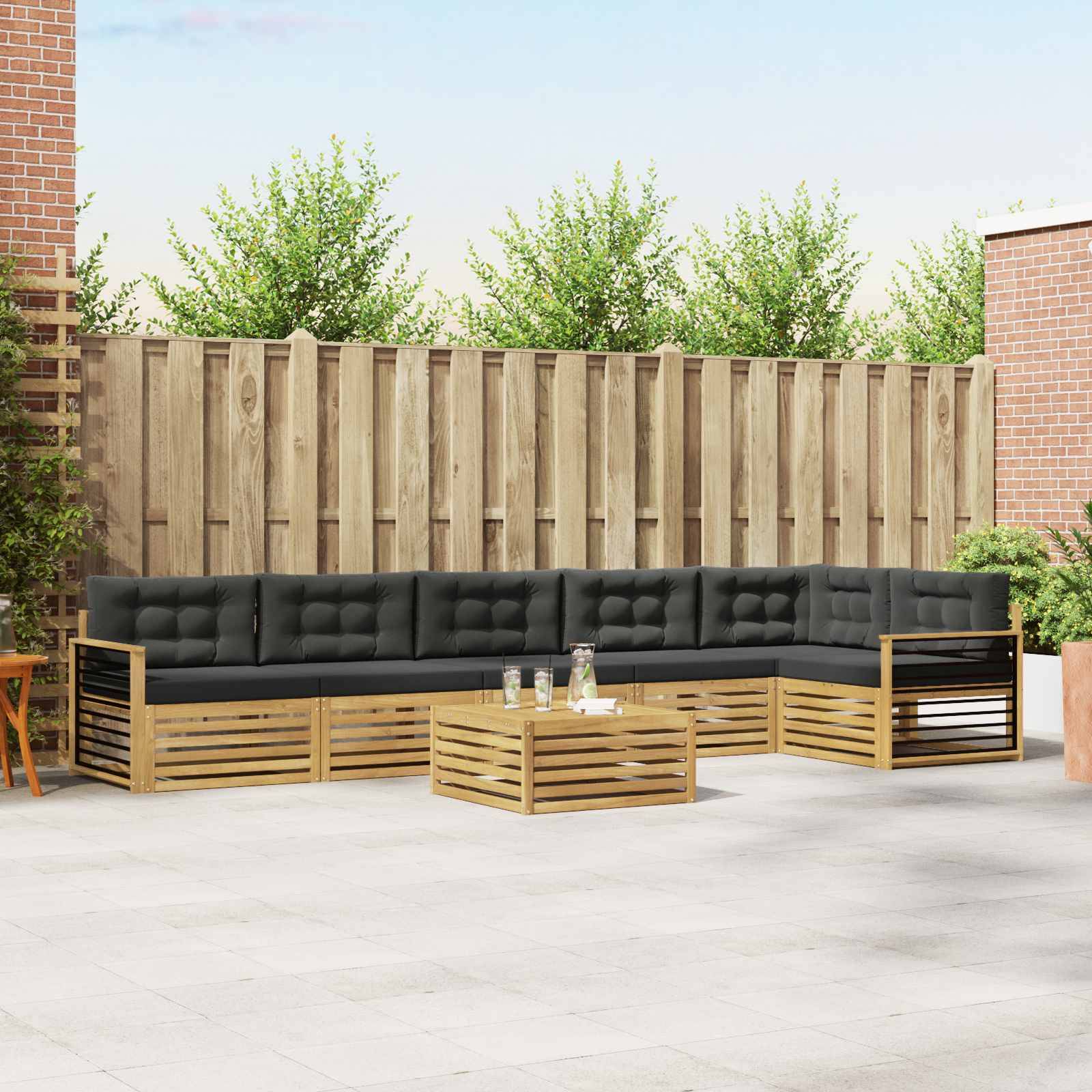 vidaXL Outdoor-Sofagarnitur mit Kissen 7 pcs Weiß und Anthrazit