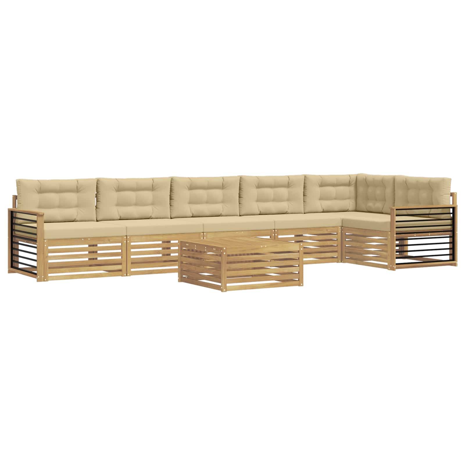 vidaXL Outdoor-Sofagarnitur mit Kissen 7 pcs Weiß und Beige