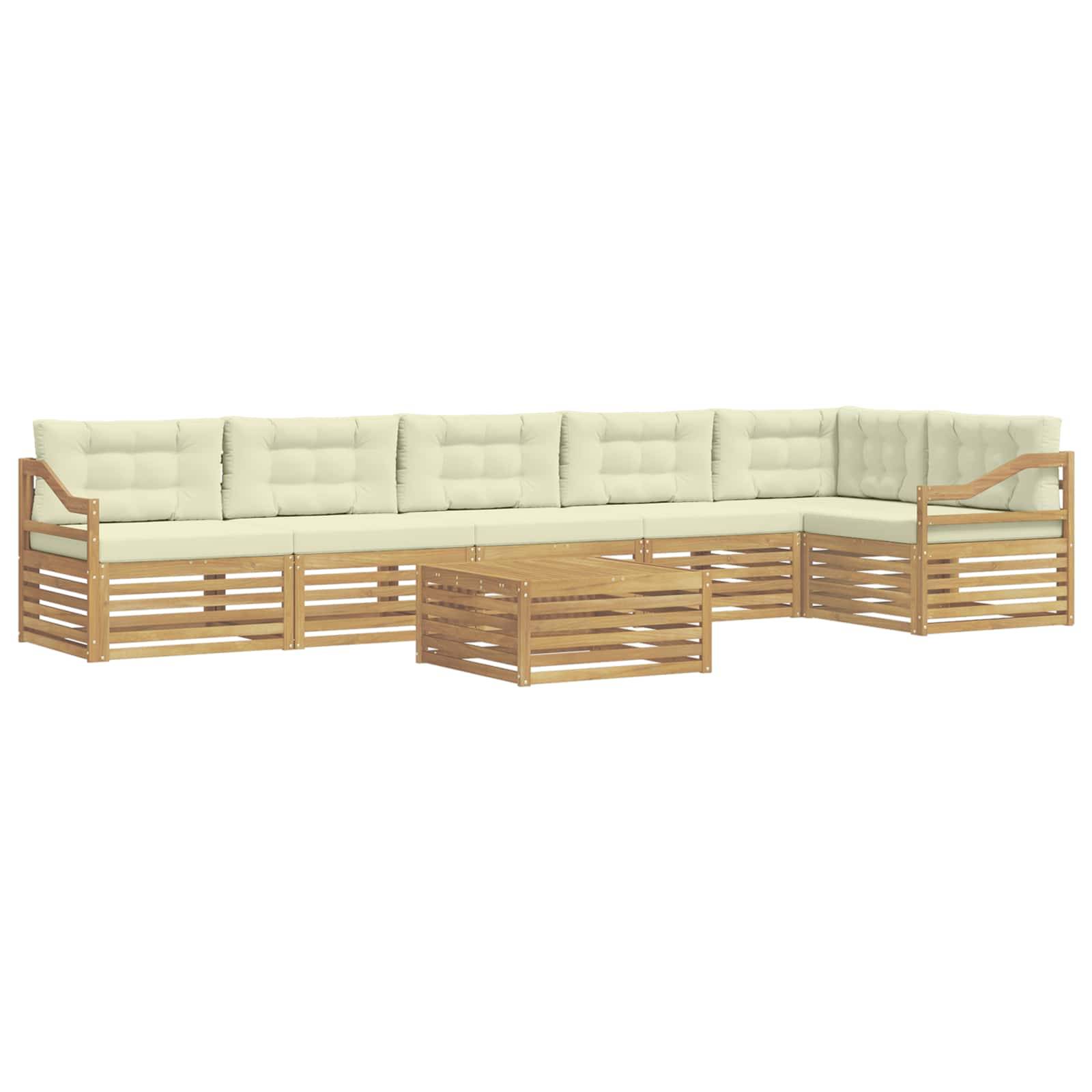 vidaXL Outdoor-Sofagarnitur mit Kissen 7 pcs Weiß und Creme Polyester