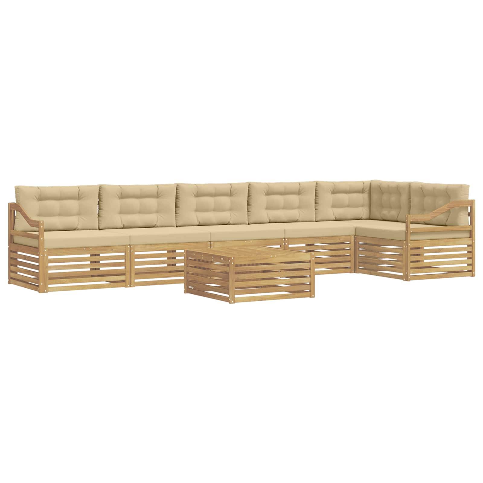 vidaXL Outdoor-Sofagarnitur mit Kissen 7 pcs Weiß und Beige Polyester