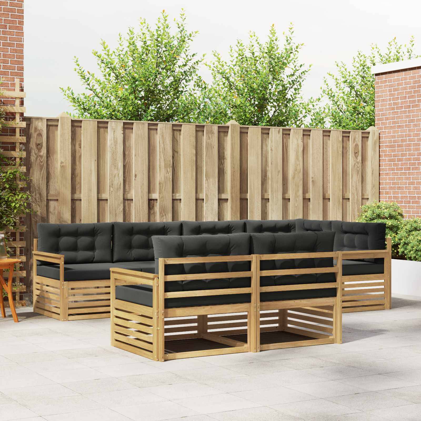 vidaXL Outdoor-Sofagarnitur 7 pcs Weiß und Anthrazit Polyester