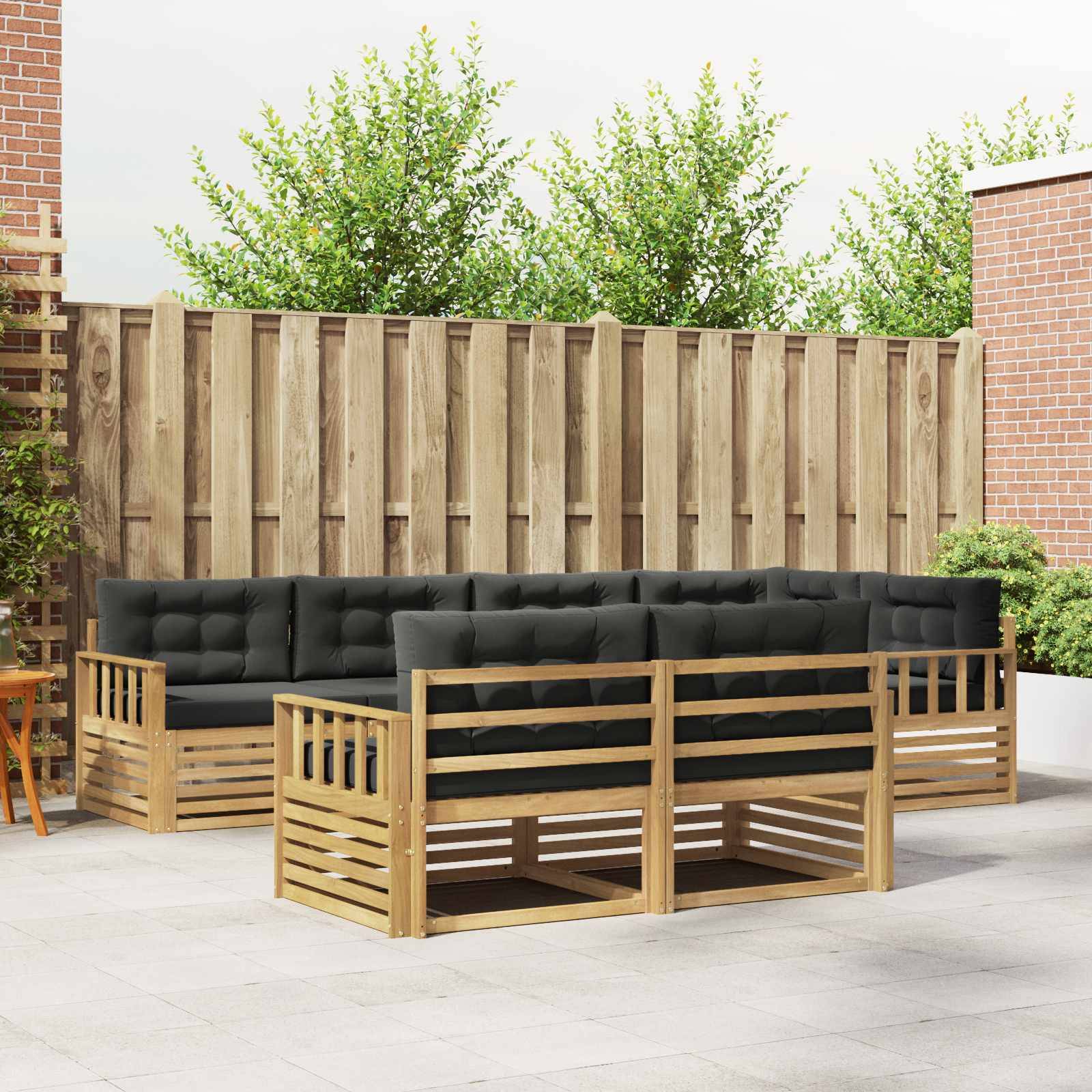 vidaXL Outdoor-Sofagarnitur 7 pcs Weiß und Anthrazit Polyester