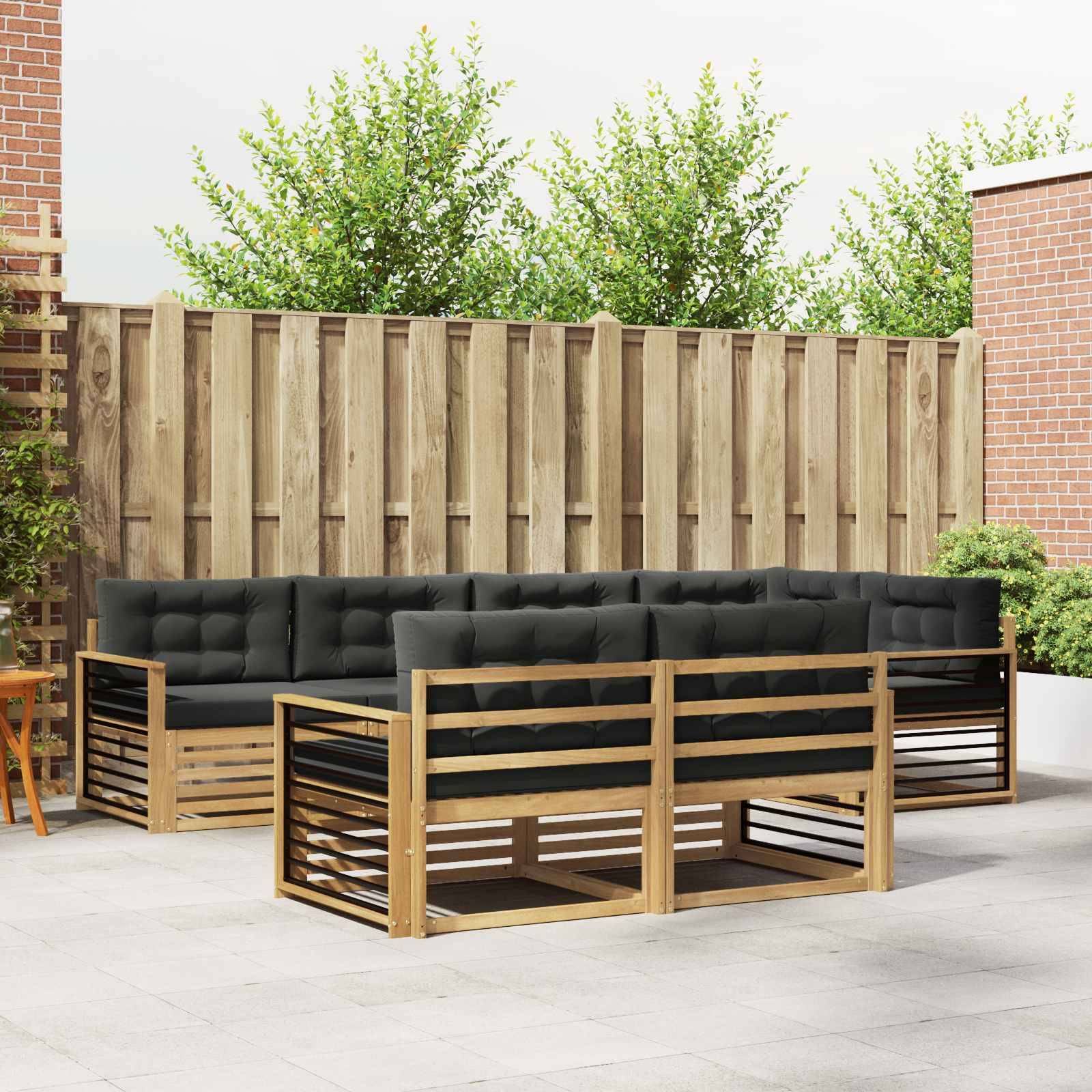 vidaXL Outdoor-Sofagarnitur 7 pcs Weiß und Anthrazit Polyester
