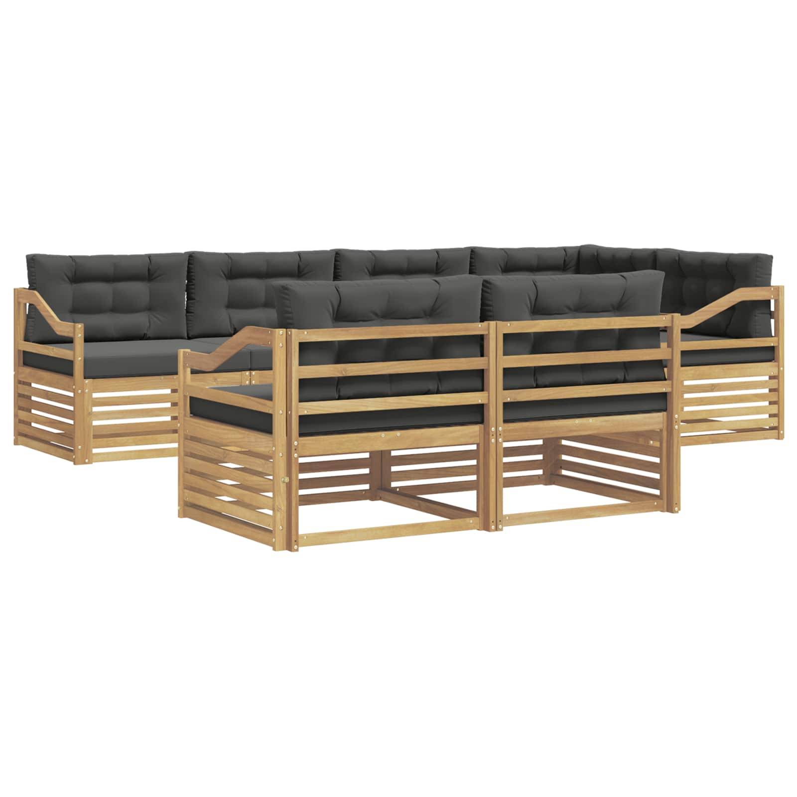 vidaXL Outdoor-Sofagarnitur 7 pcs Weiß und Anthrazit Polyester