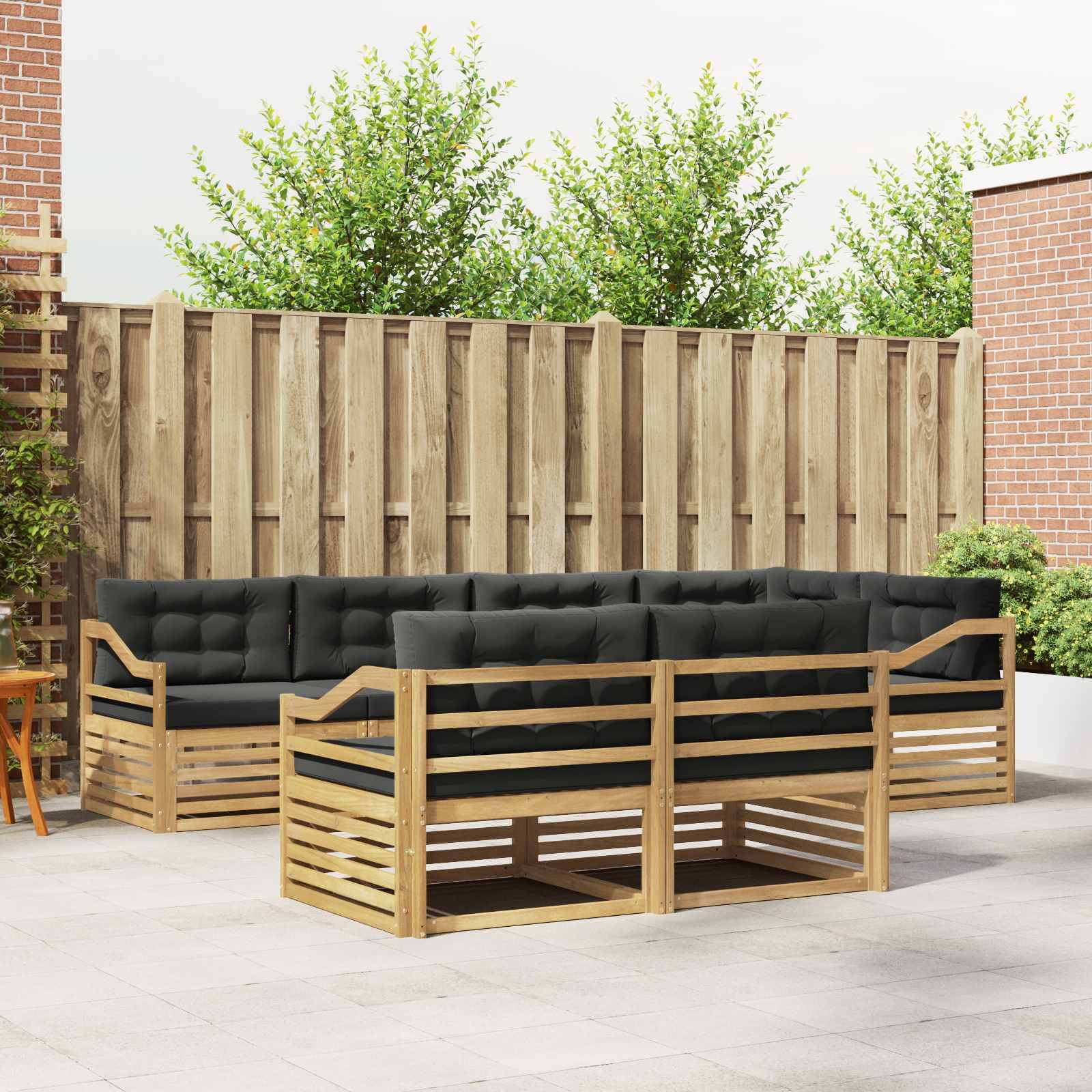 vidaXL Outdoor-Sofagarnitur 7 pcs Weiß und Anthrazit Polyester