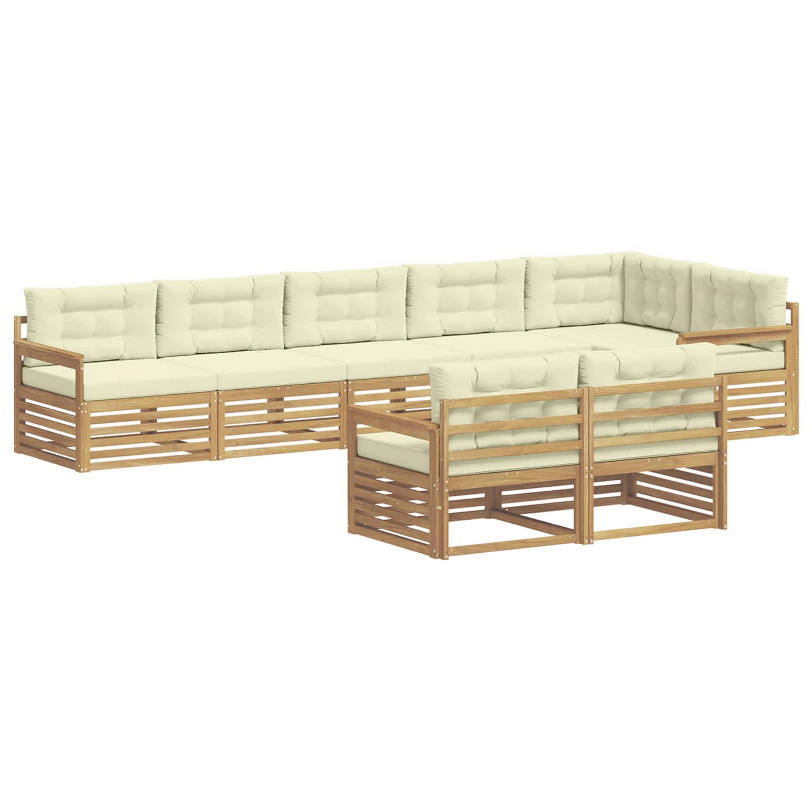 vidaXL Outdoor-Sofagarnitur mit Kissen 8 pcs Weiß und Creme Polyester