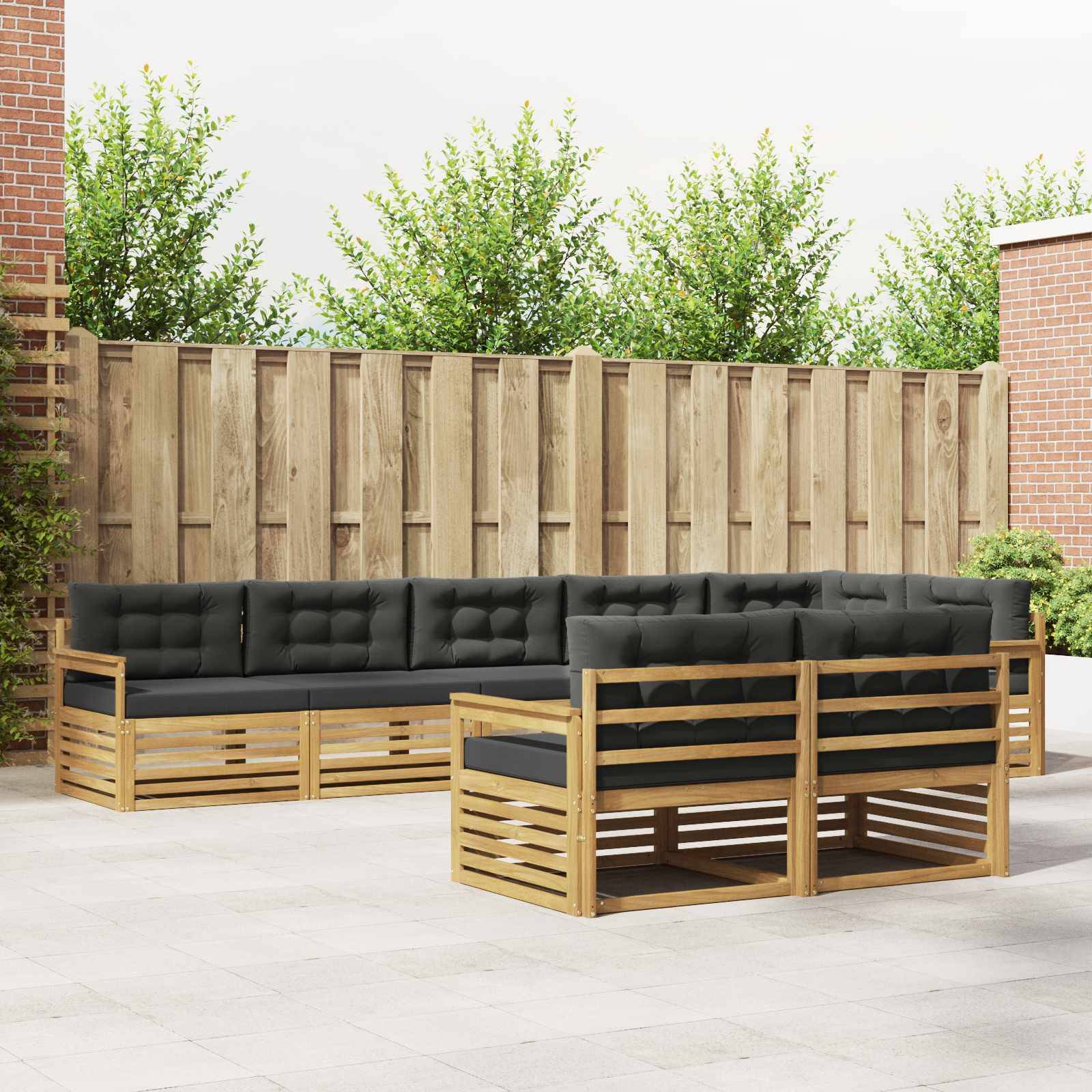 vidaXL Outdoor-Sofagarnitur 8 pcs Weiß und Anthrazit Polyester
