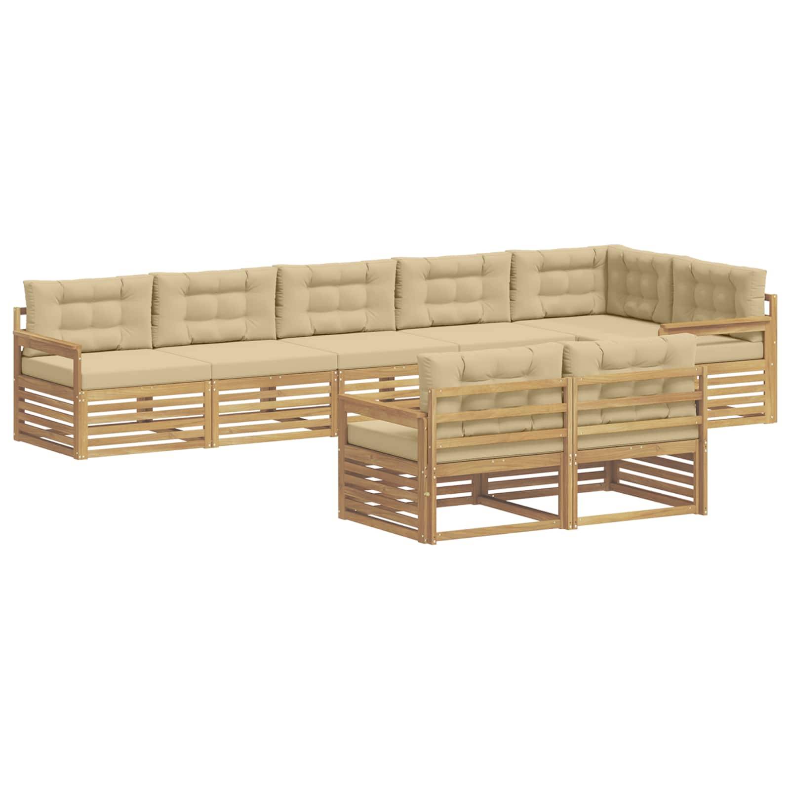 vidaXL Outdoor-Sofagarnitur mit Kissen 8 pcs Weiß und Beige Polyester