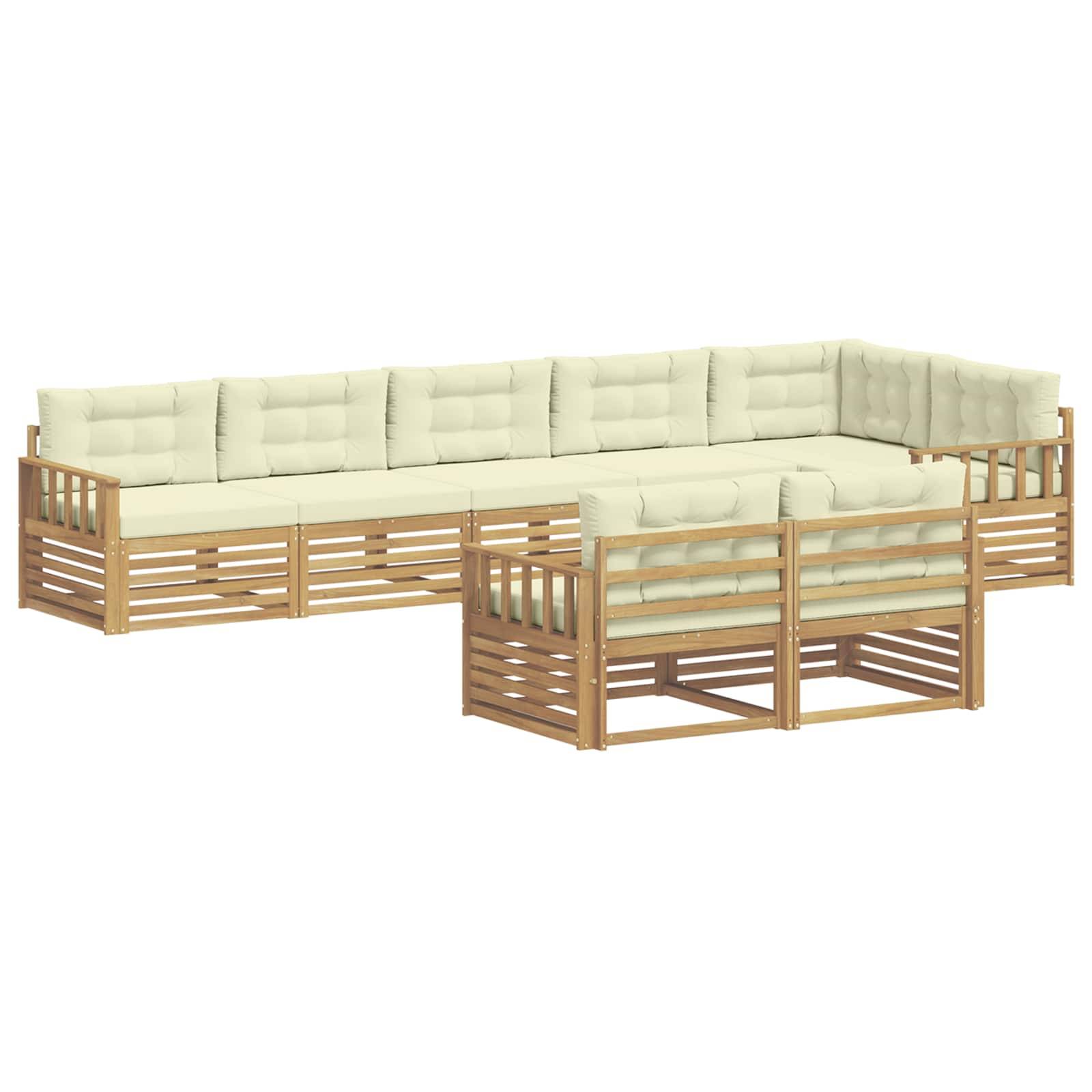 vidaXL Outdoor-Sofagarnitur mit Kissen 8 pcs Weiß und Creme Polyester