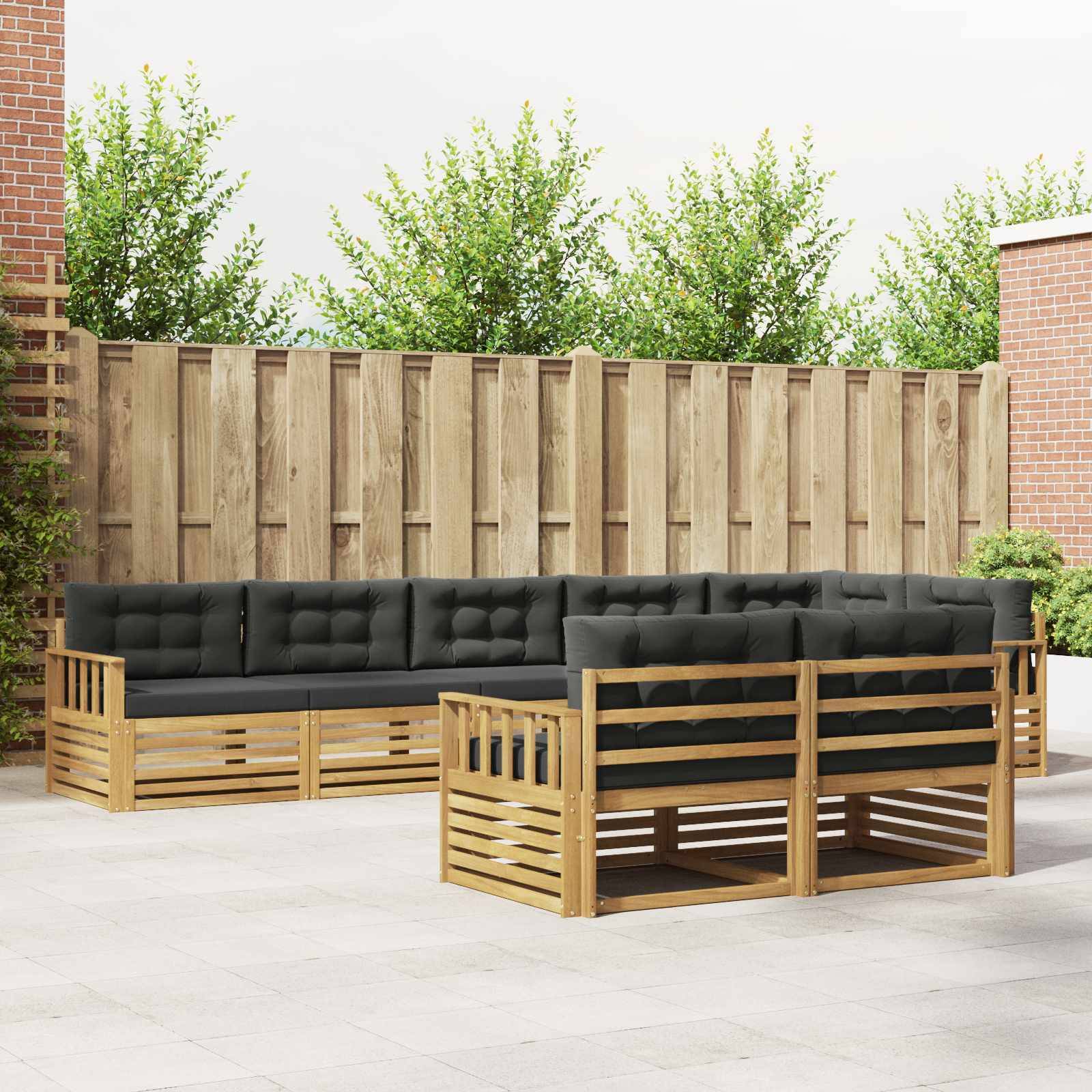 vidaXL Outdoor-Sofagarnitur 8 pcs Weiß und Anthrazit Polyester