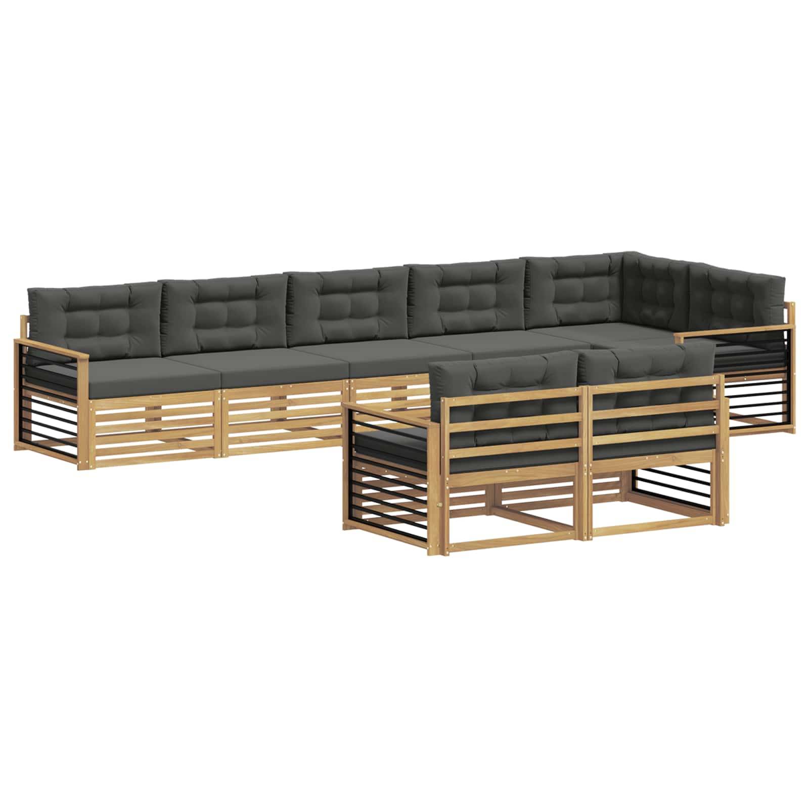 vidaXL Outdoor-Sofagarnitur 8 pcs Weiß und Anthrazit Polyester