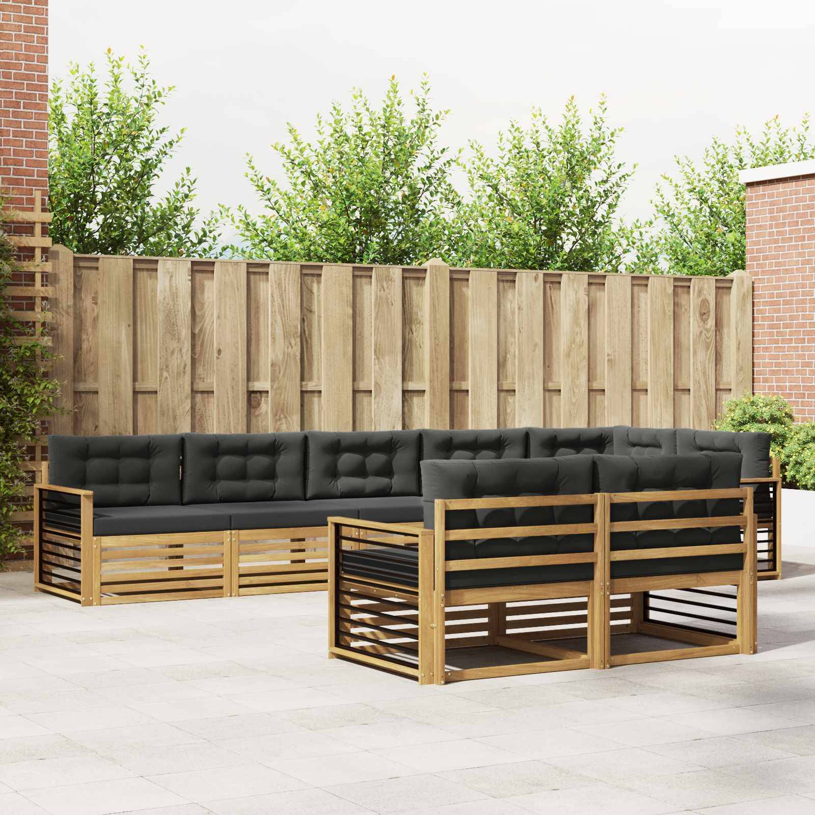 vidaXL Outdoor-Sofagarnitur 8 pcs Weiß und Anthrazit Polyester