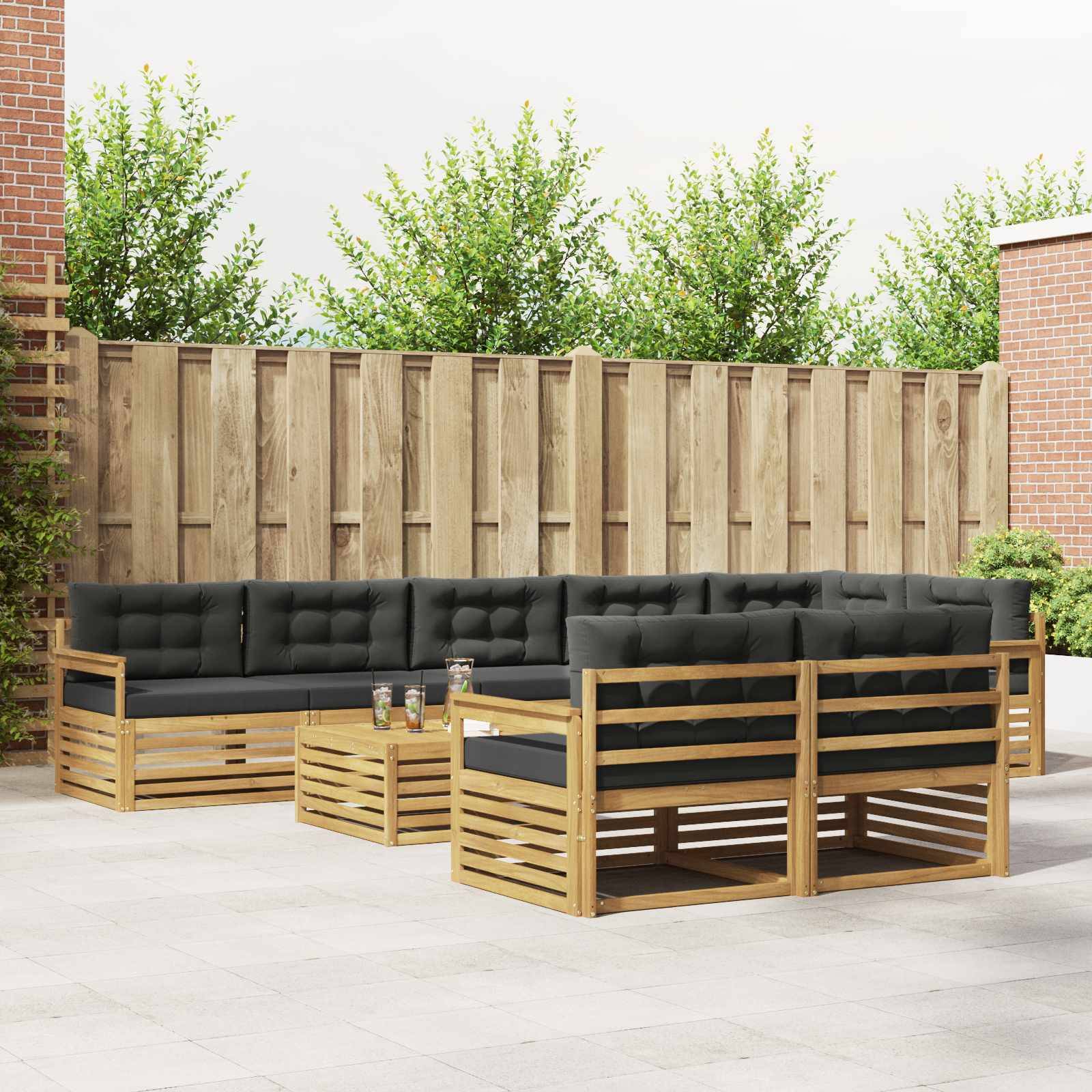 vidaXL Outdoor-Sofagarnitur 9 pcs Weiß und Anthrazit Polyester
