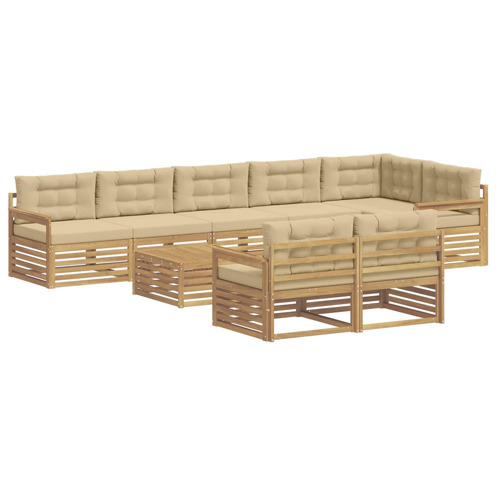 vidaXL Outdoor-Sofagarnitur mit Kissen 9 pcs Weiß und Beige Polyester