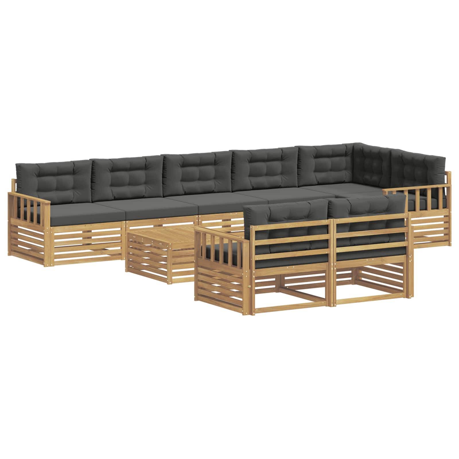 vidaXL Outdoor-Sofagarnitur 9 pcs Weiß und Anthrazit Polyester