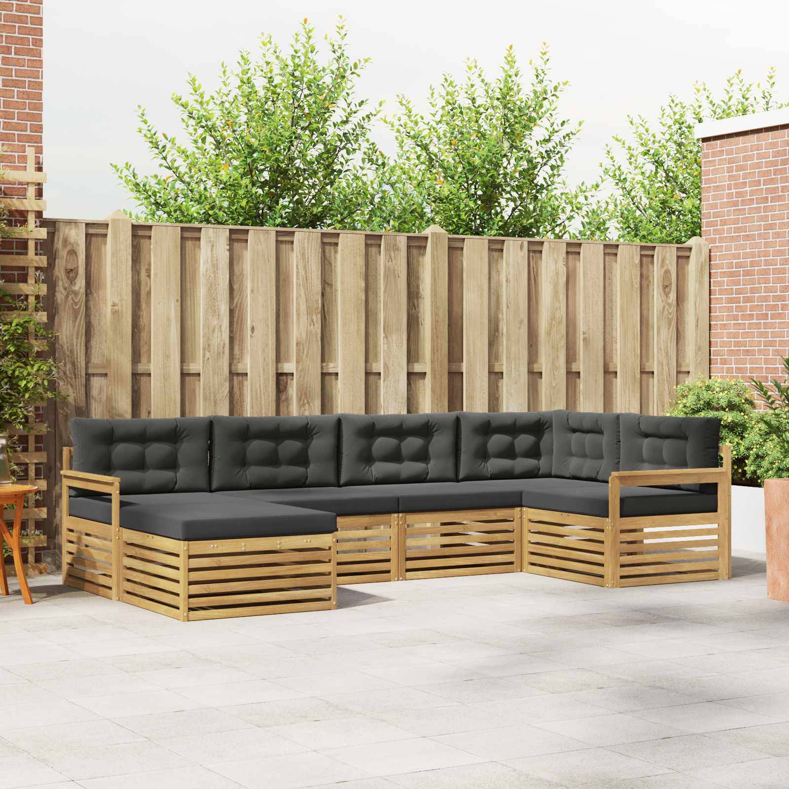 vidaXL Outdoor-Sofagarnitur 6 pcs Weiß und Anthrazit Polyester