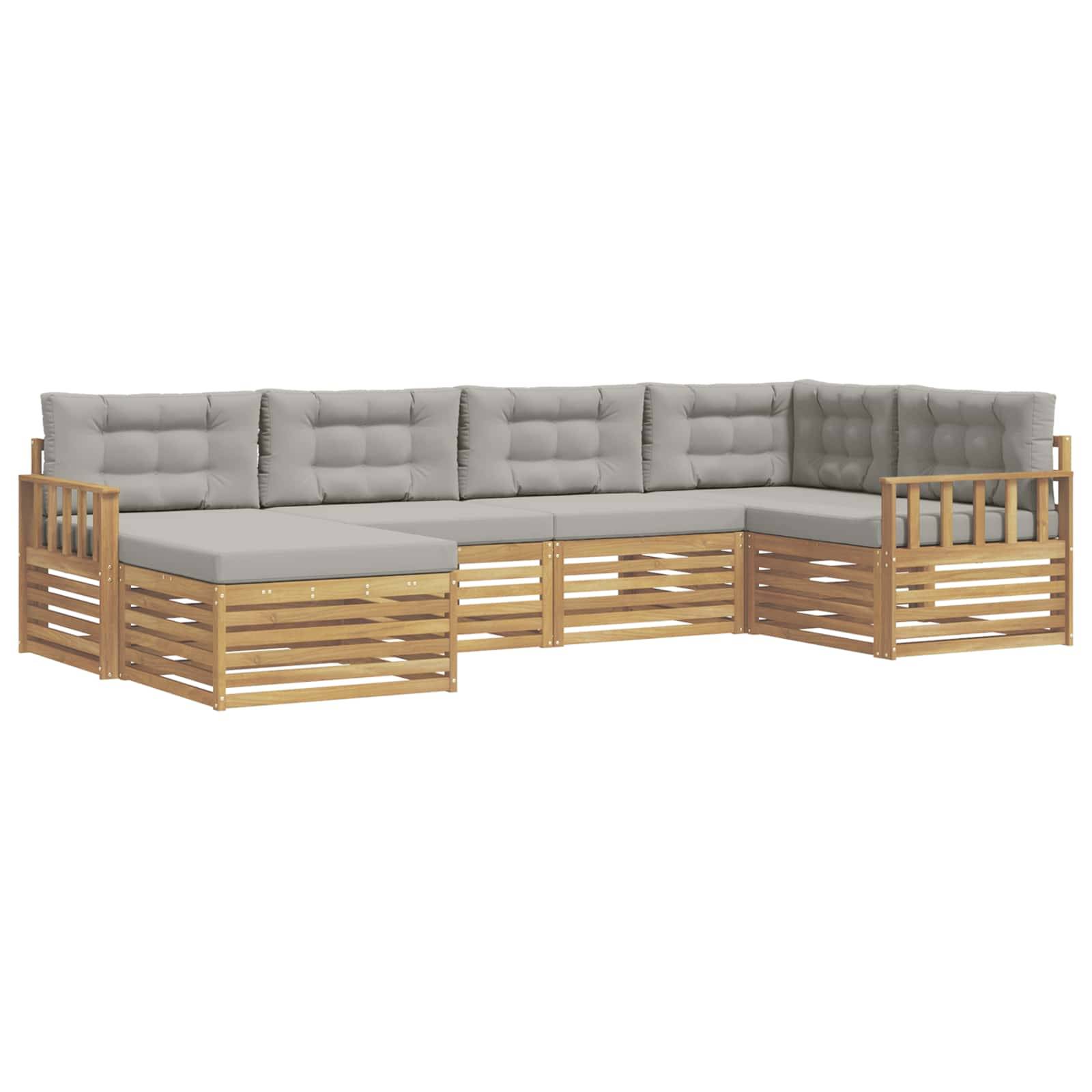 vidaXL Outdoor-Sofagarnitur 6 pcs Weiß und Hellgrau Polyester