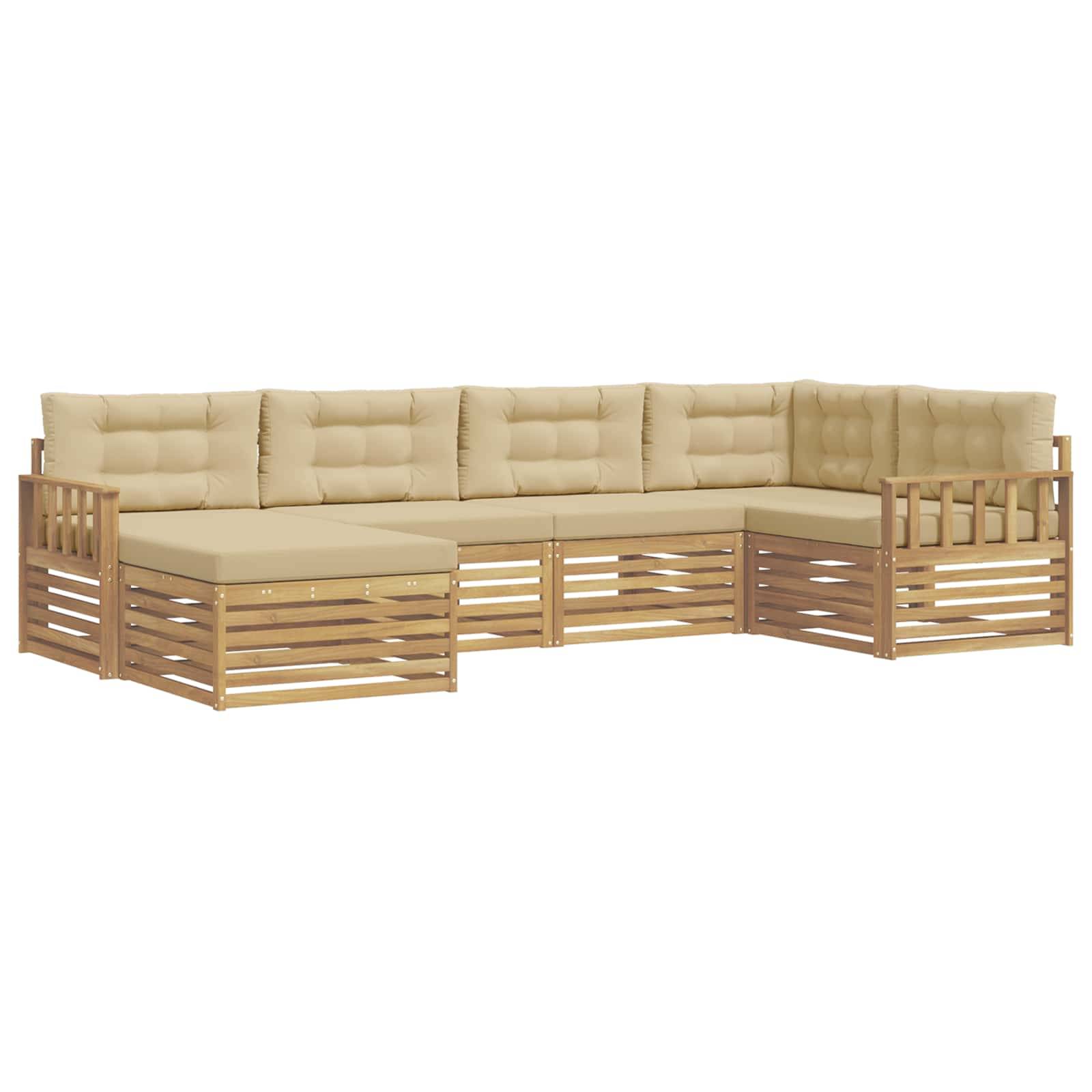 vidaXL Outdoor-Sofagarnitur mit Kissen 6 pcs Weiß und Beige Polyester