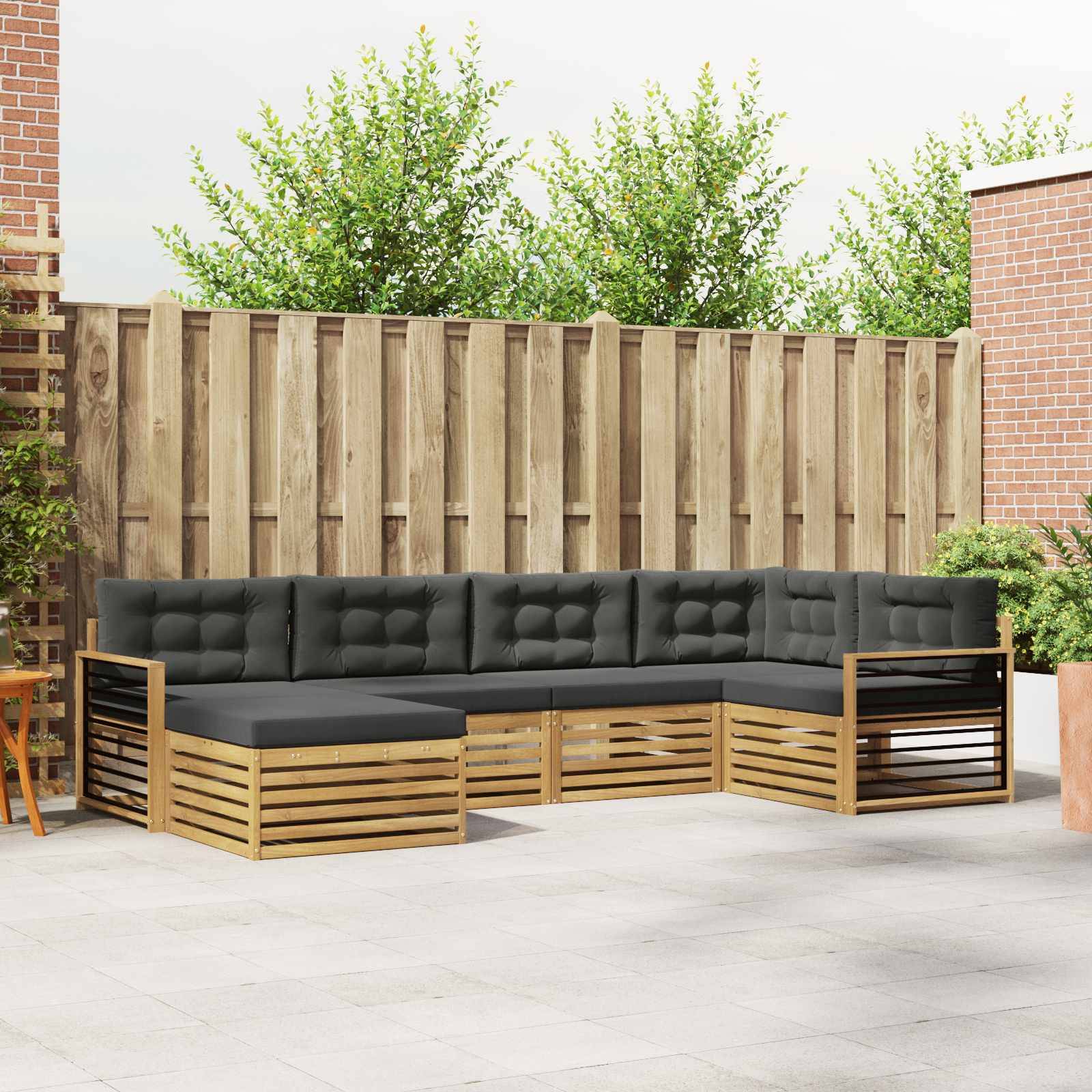 vidaXL Outdoor-Sofagarnitur 6 pcs Weiß und Anthrazit Polyester