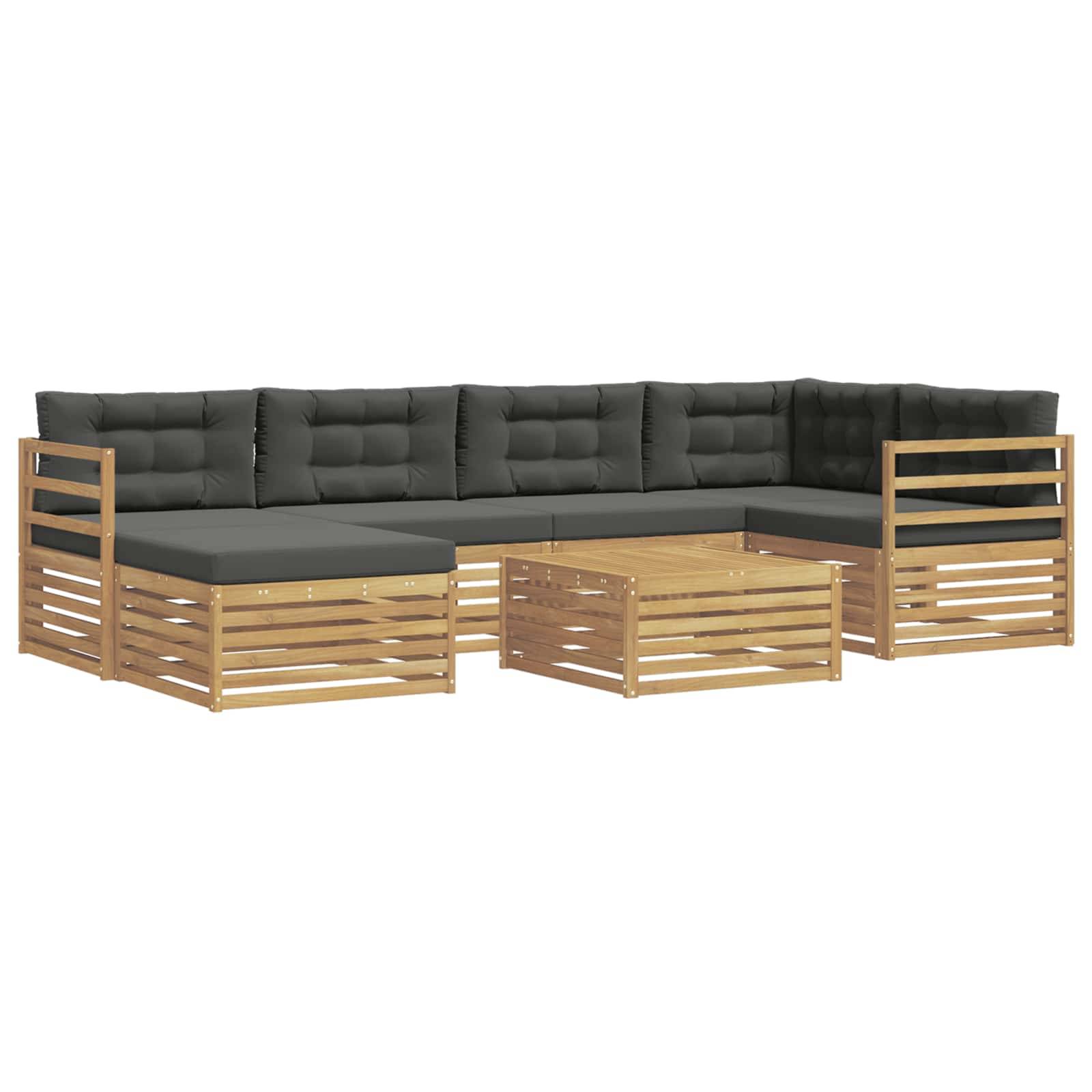 vidaXL Outdoor-Sofagarnitur mit Kissen 7 pcs Weiß und Anthrazit