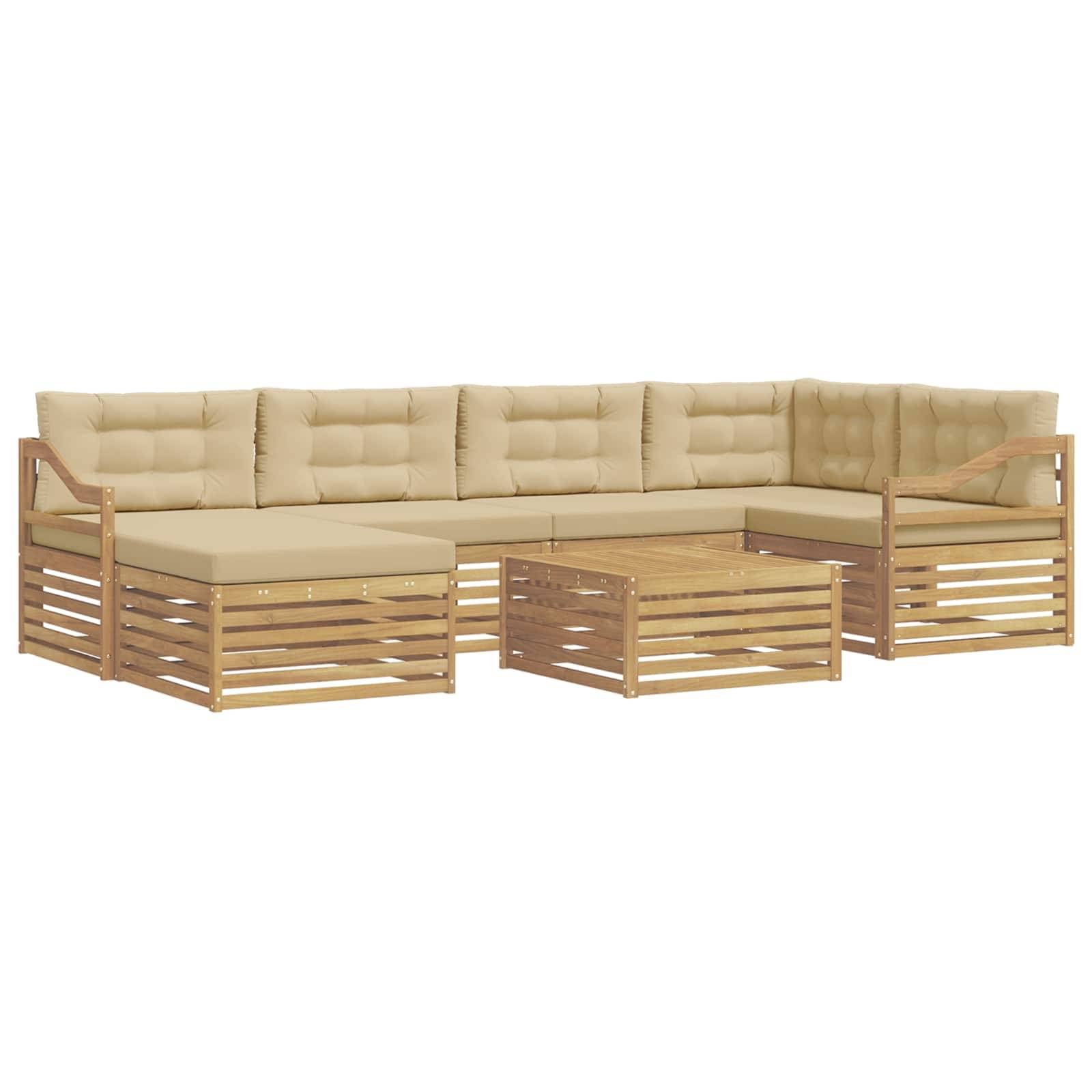 vidaXL Outdoor-Sofagarnitur mit Kissen 7 pcs Weiß und Beige