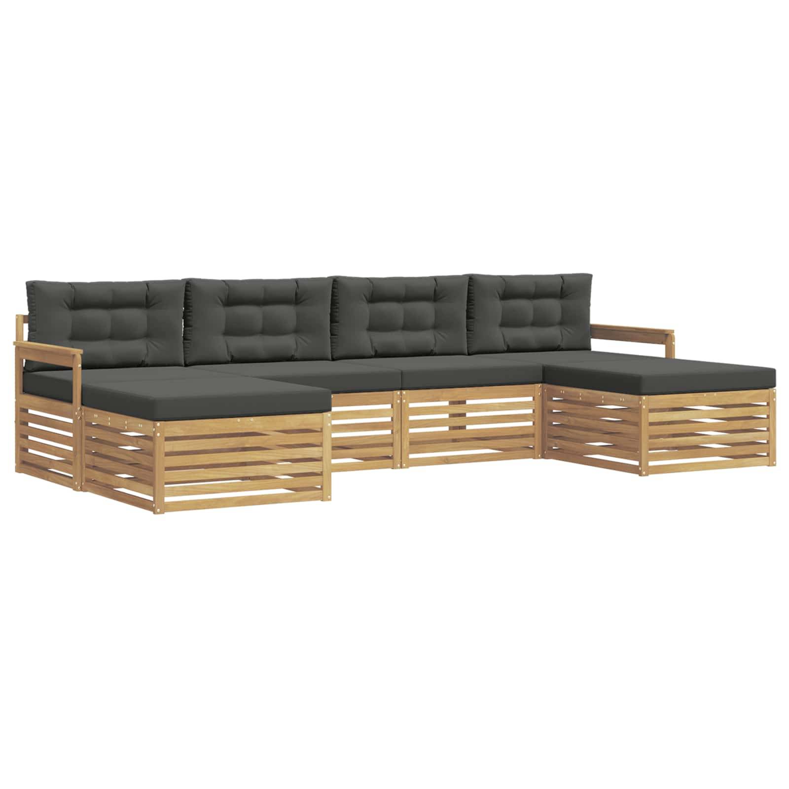 vidaXL Sofagarnituren 6 pcs Weiß und Anthrazit Massivholz Akazie