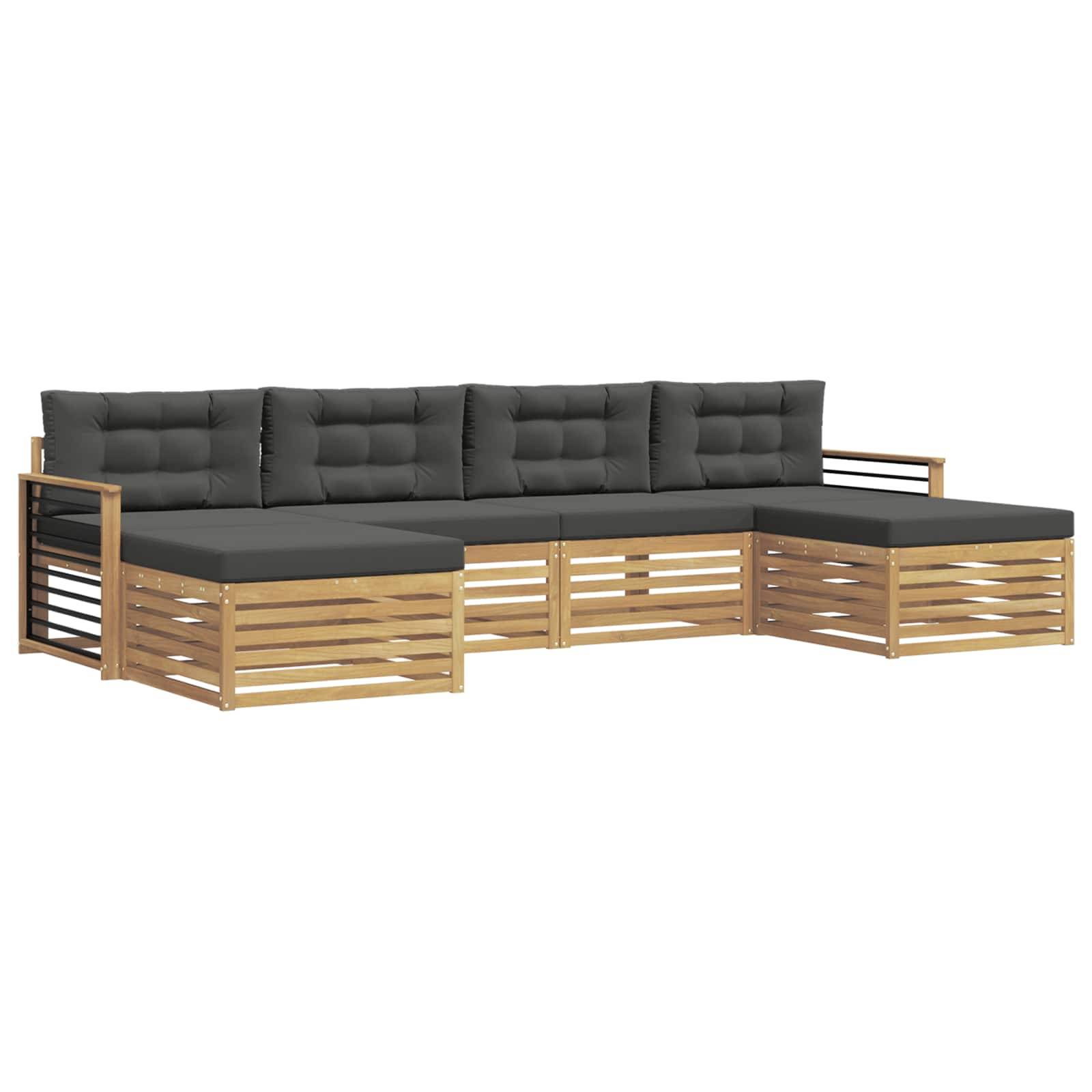 vidaXL Sofagarnituren 6 pcs Weiß und Anthrazit Massivholz Akazie