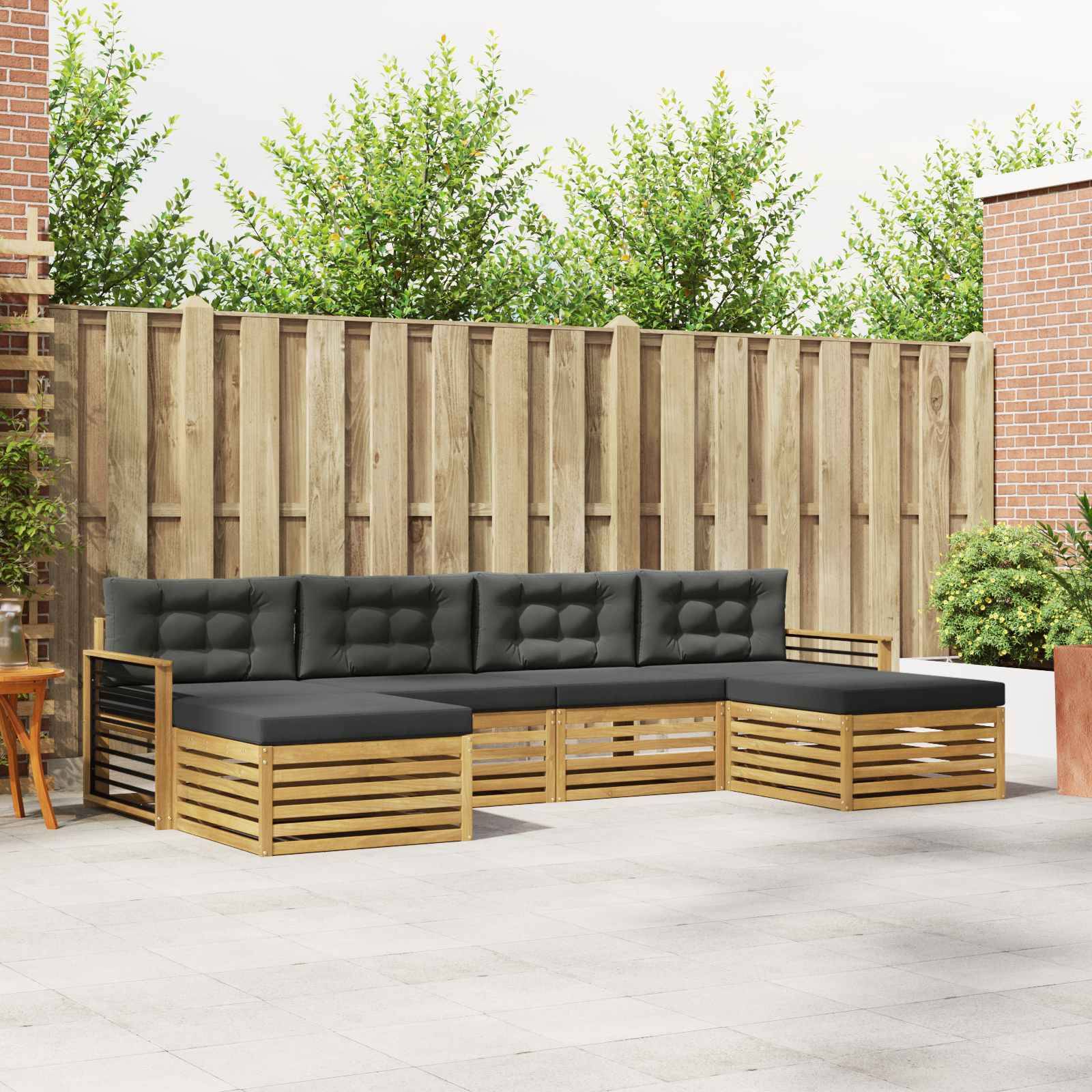 vidaXL Sofagarnituren 6 pcs Weiß und Anthrazit Massivholz Akazie