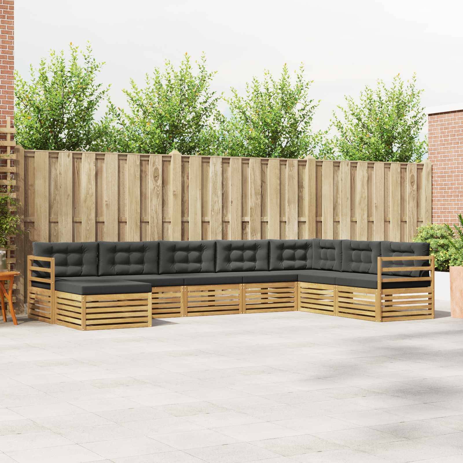 vidaXL Outdoor-Sofagarnitur 8 pcs Weiß und Anthrazit Polyester