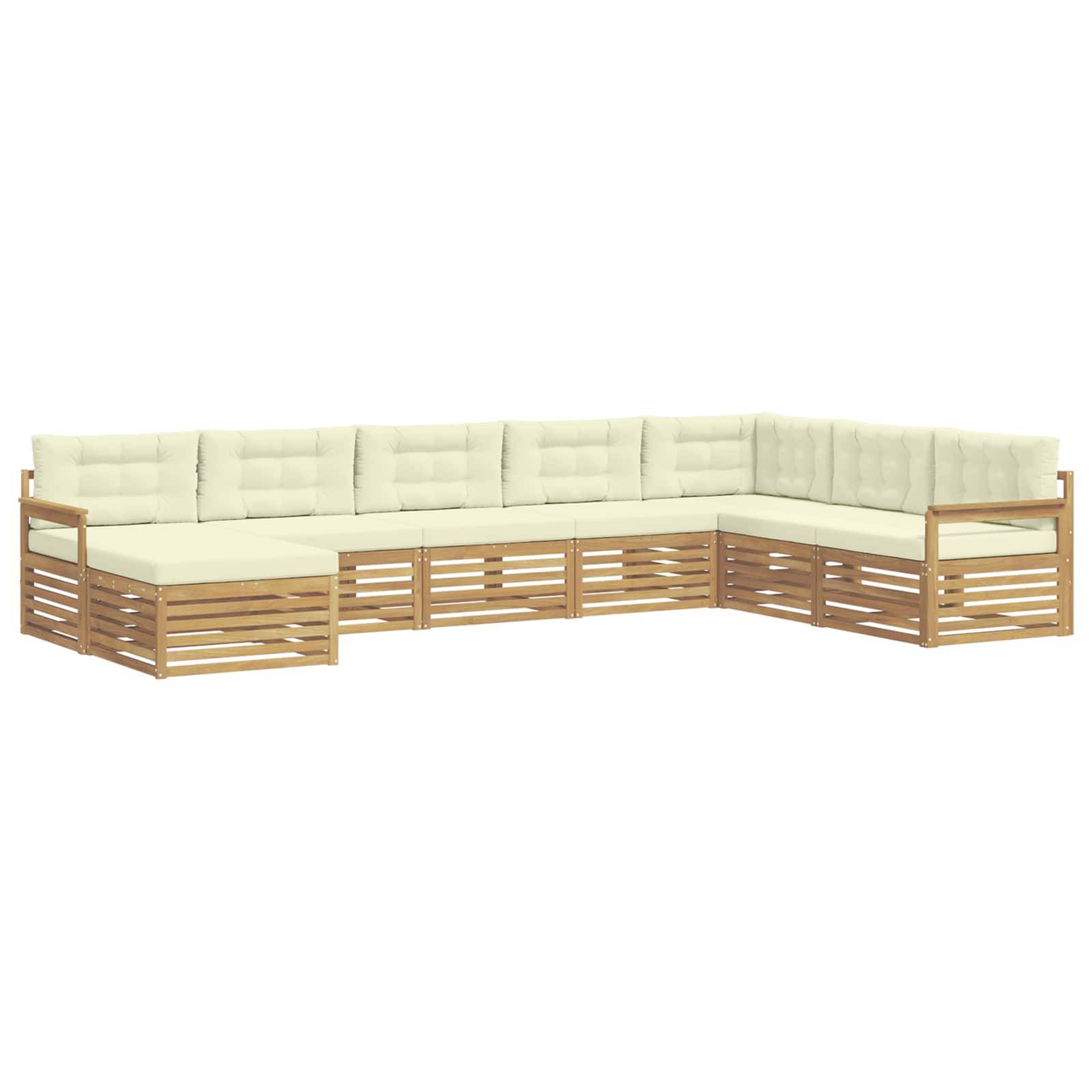 vidaXL Outdoor-Sofagarnitur mit Kissen 8 pcs Weiß und Creme