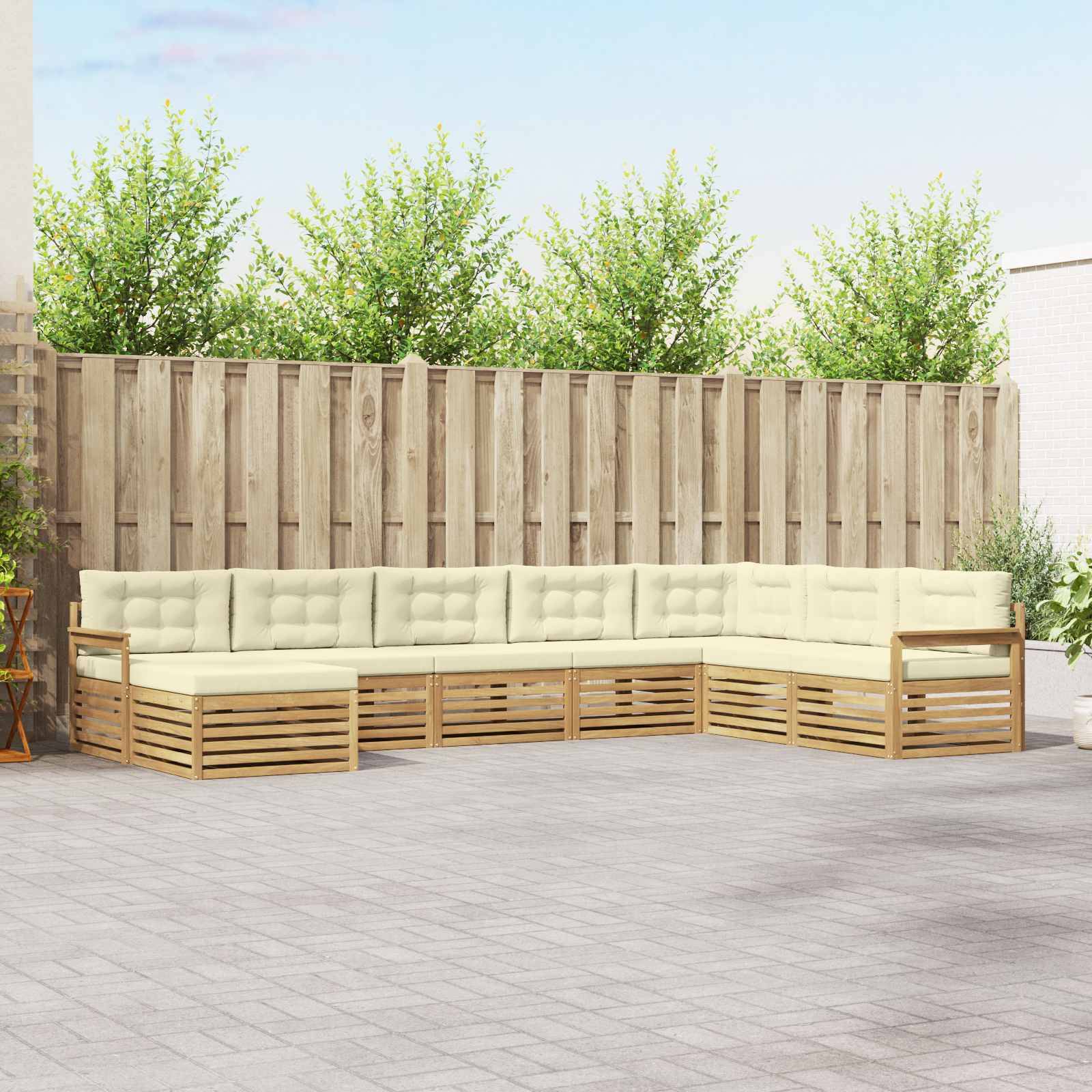 vidaXL Outdoor-Sofagarnitur mit Kissen 8 pcs Weiß und Creme