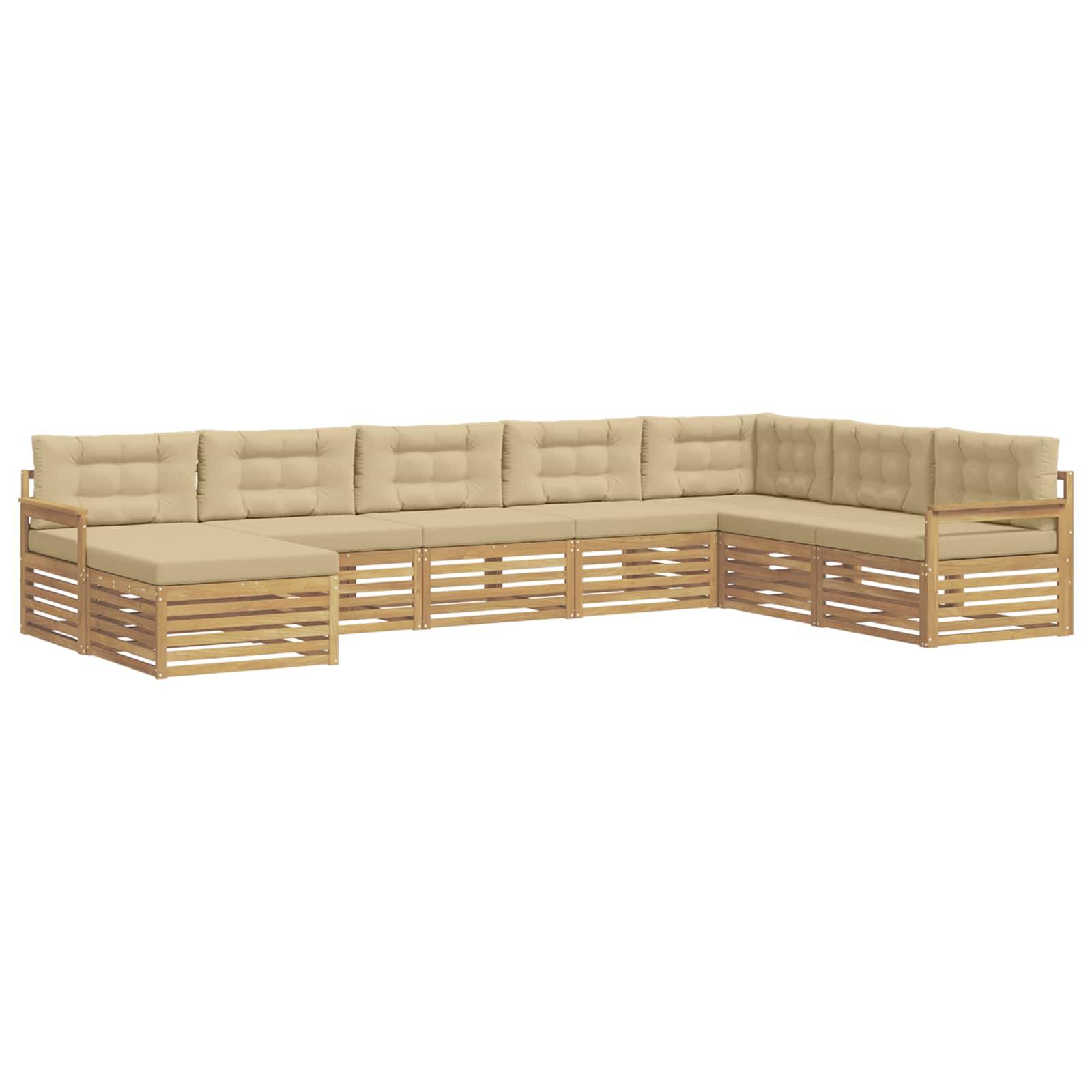 vidaXL Outdoor-Sofagarnitur mit Kissen 8 pcs Weiß und Beige