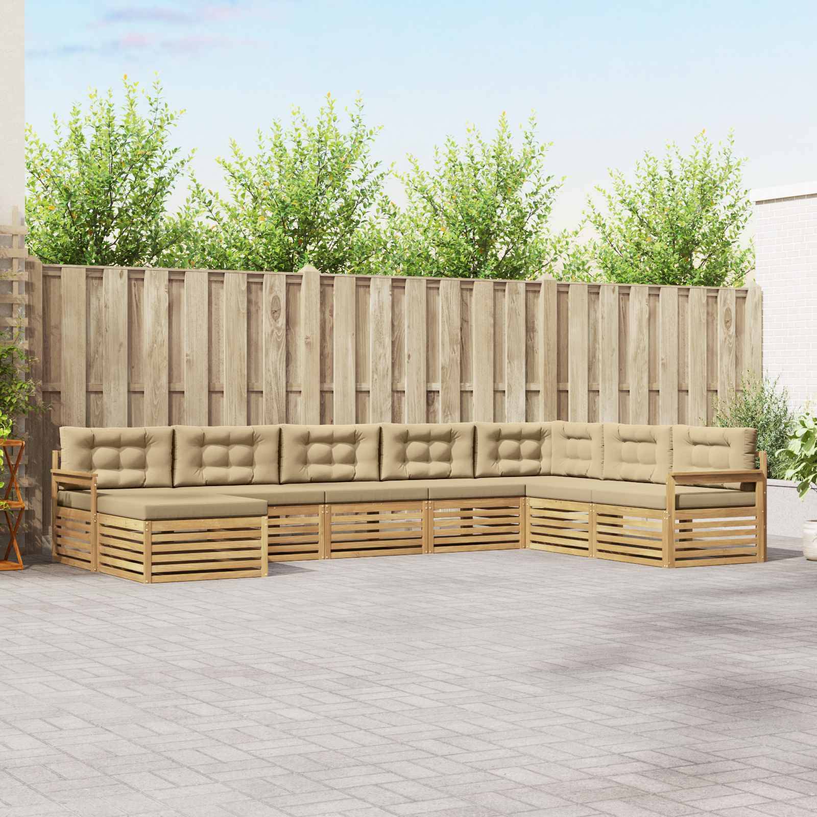 vidaXL Outdoor-Sofagarnitur mit Kissen 8 pcs Weiß und Beige