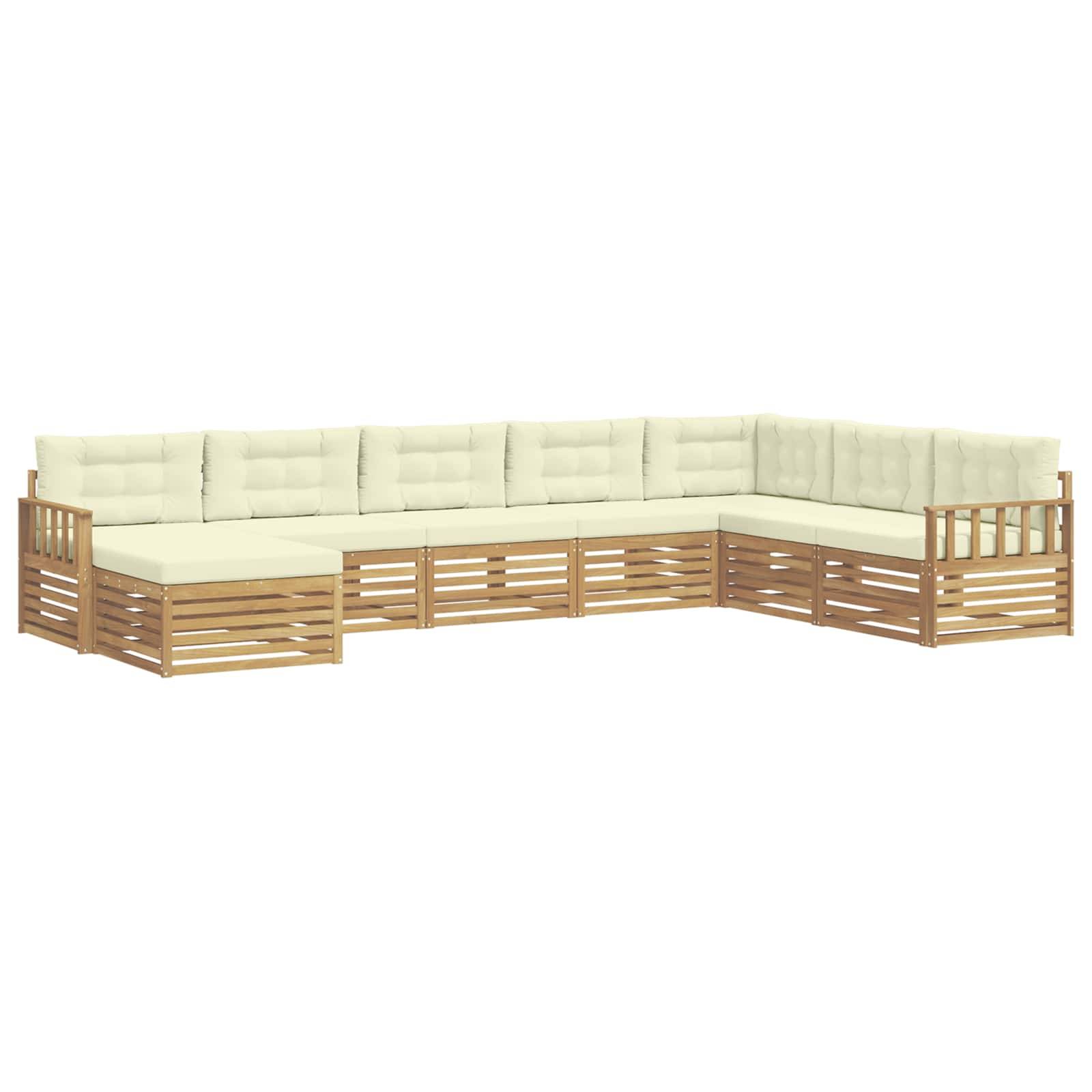 vidaXL Outdoor-Sofagarnitur mit Kissen 8 pcs Weiß und Creme