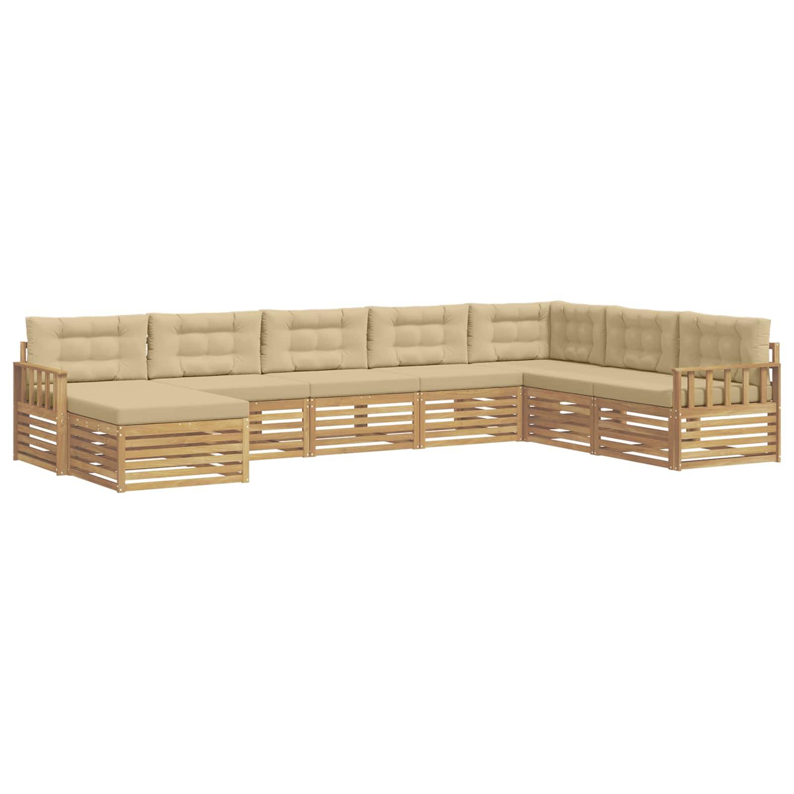 vidaXL Outdoor-Sofagarnitur mit Kissen 8 pcs Weiß und Beige