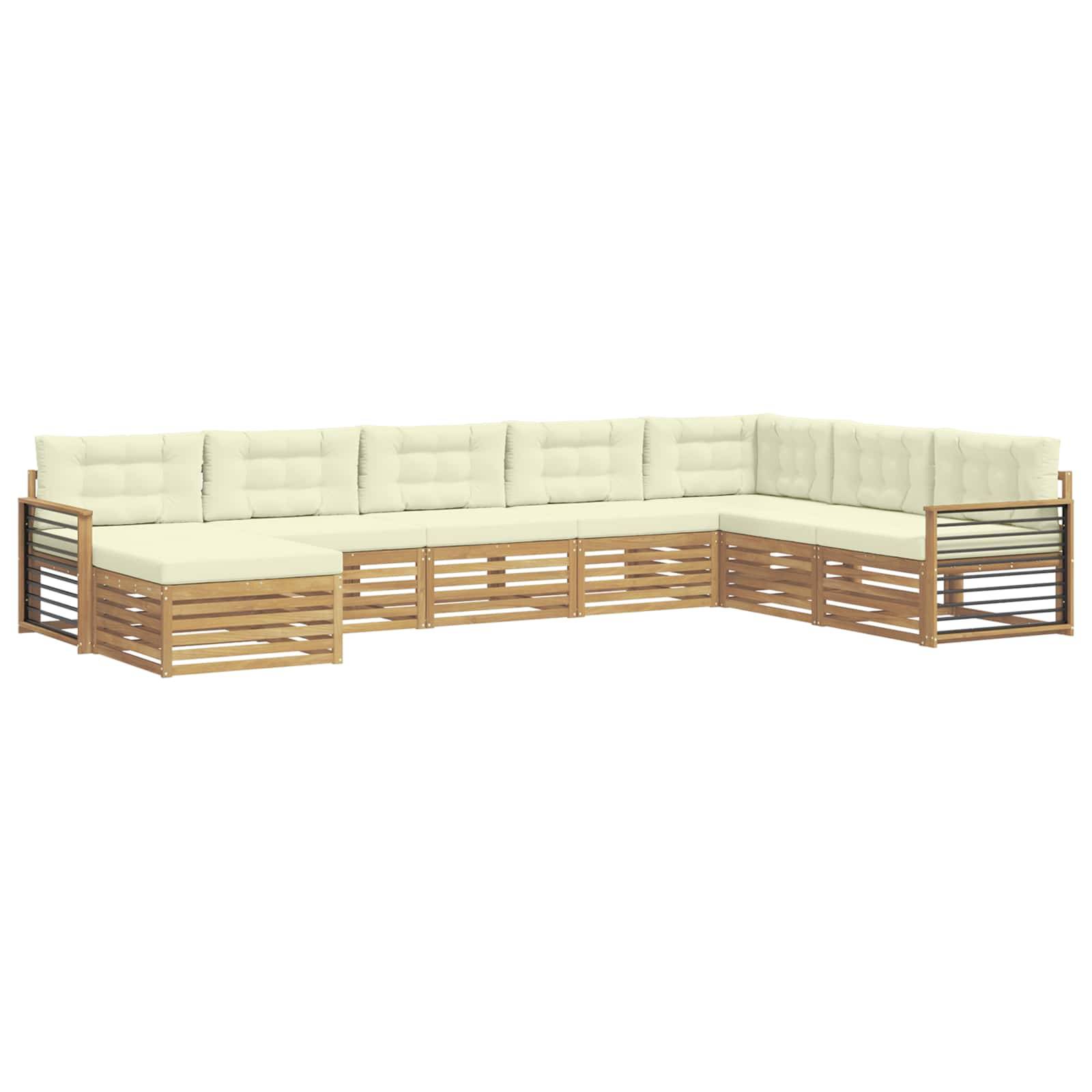 vidaXL Outdoor-Sofagarnitur mit Kissen 8 pcs Weiß und Creme